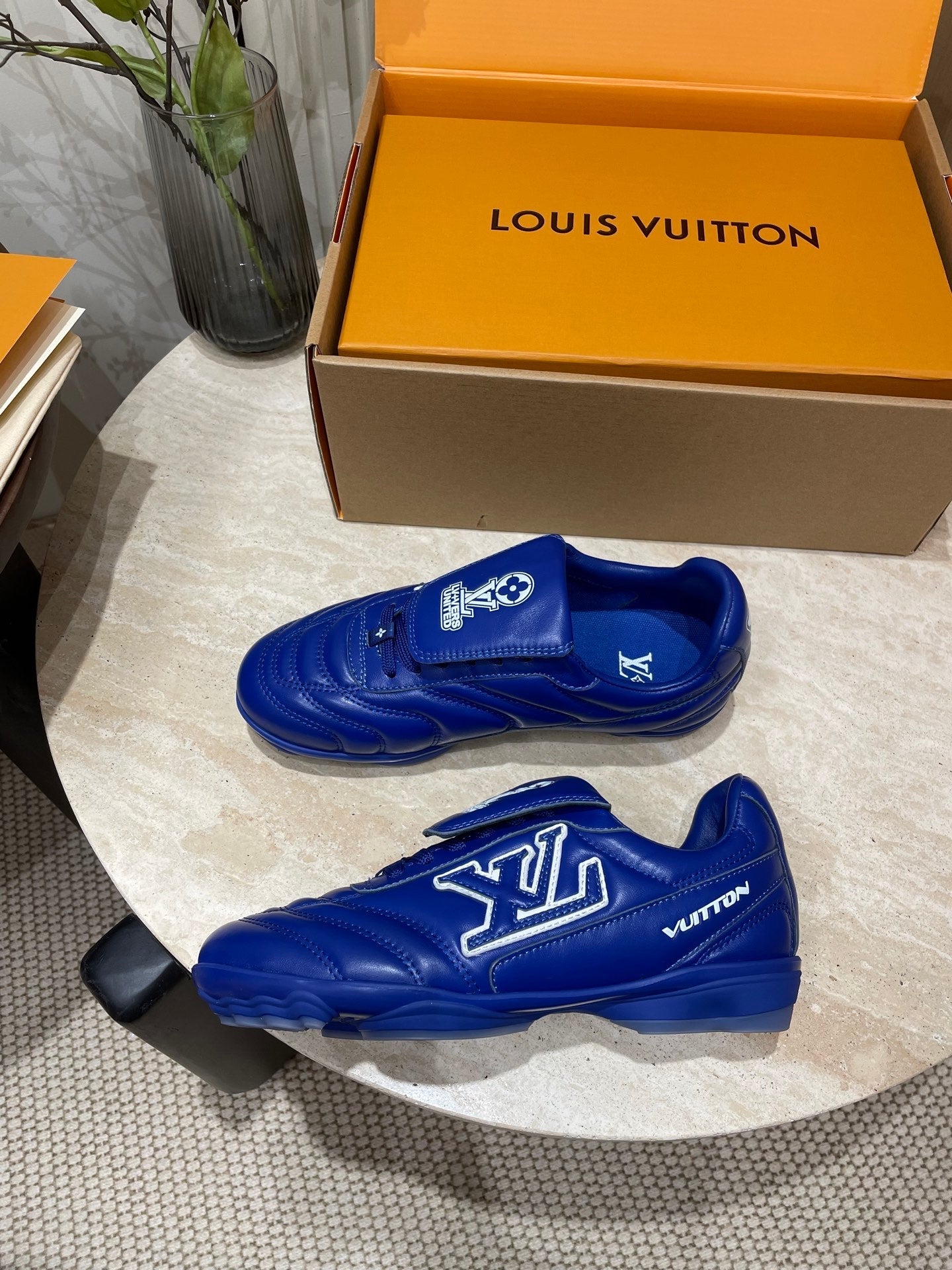 FOOTPRINT SOCCER SNEAKER IN COBALT BLUE CALFSKIN - 35