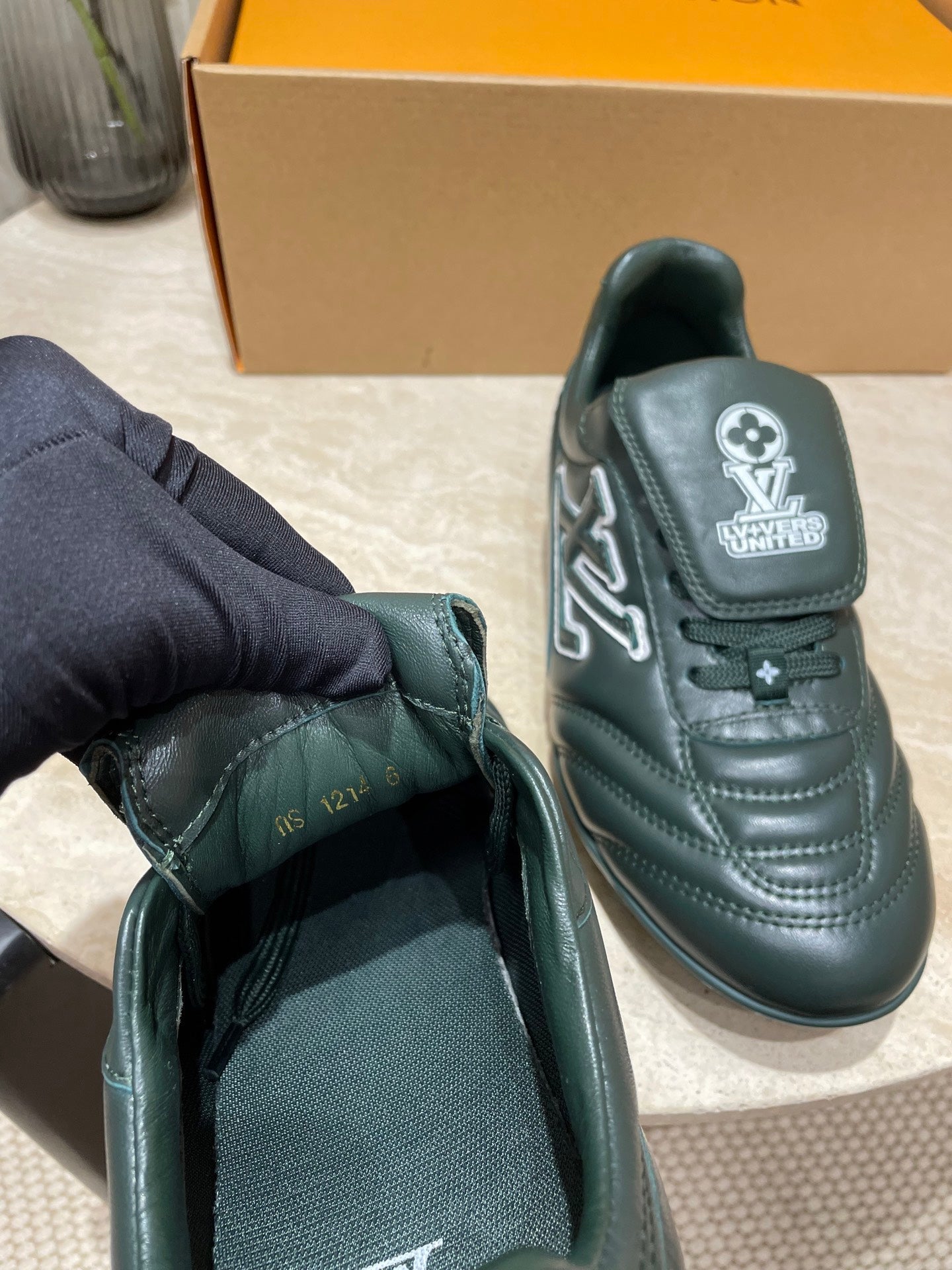 FOOTPRINT SOCCER SNEAKER IN FOREST GREEN CALFSKIN - 35