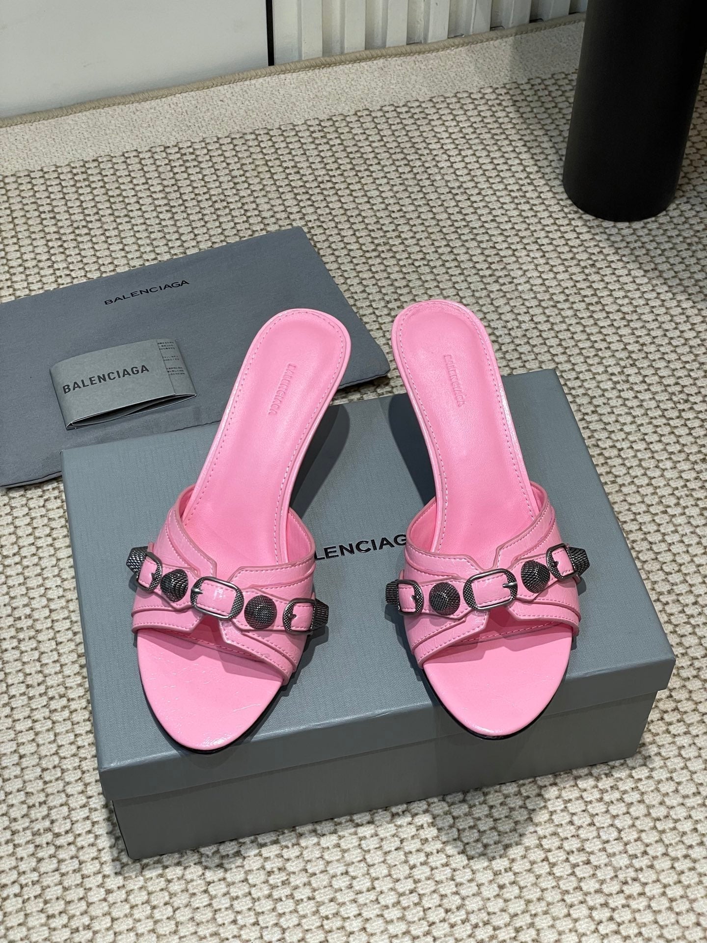 CAGOLE HIGH MULES IN SHOCKING PINK OIL-WAX SHEEPSKIN - 35