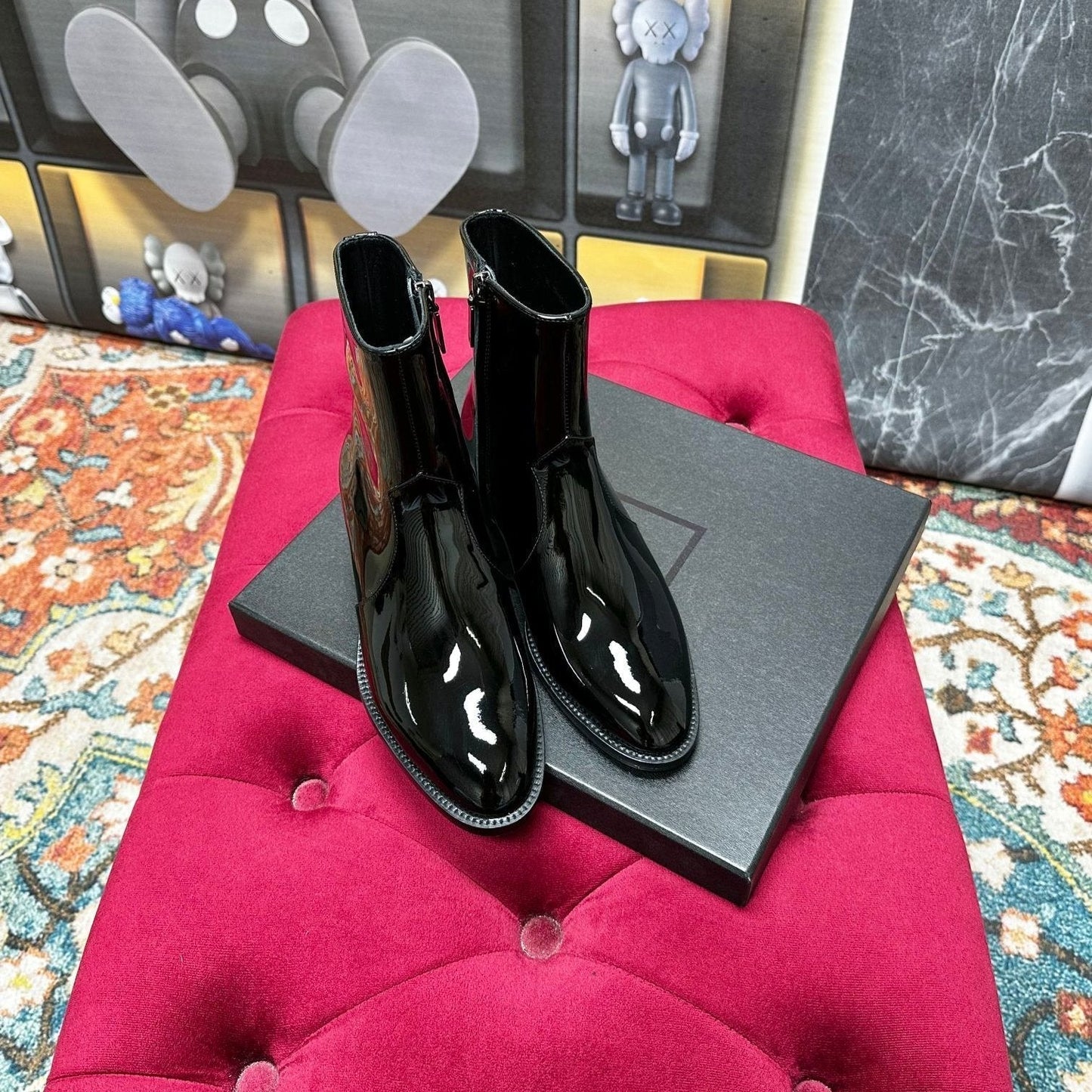 SL YVES NEW BOOTS BLACK POLISHED CALFSKIN - 35