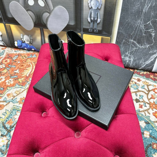 SL YVES NEW BOOTS BLACK POLISHED CALFSKIN - 35