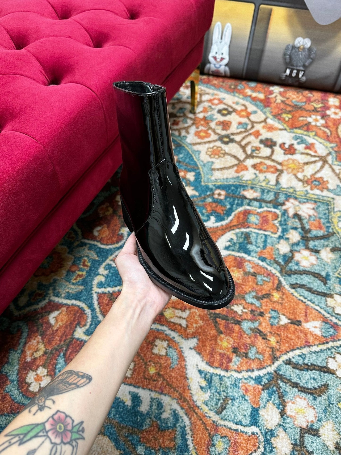 SL YVES NEW BOOTS BLACK POLISHED CALFSKIN - 35