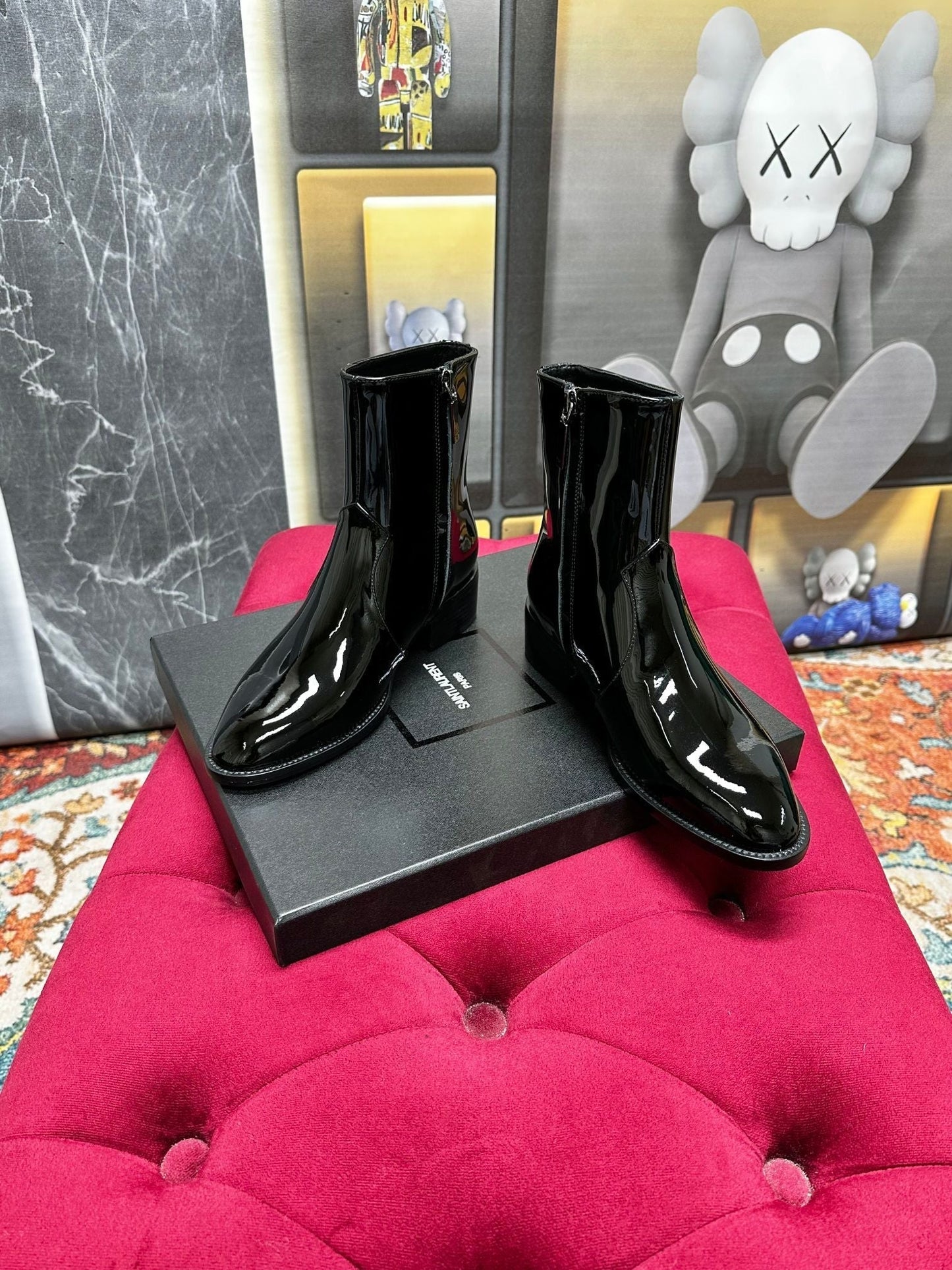 SL YVES NEW BOOTS BLACK POLISHED CALFSKIN - 35