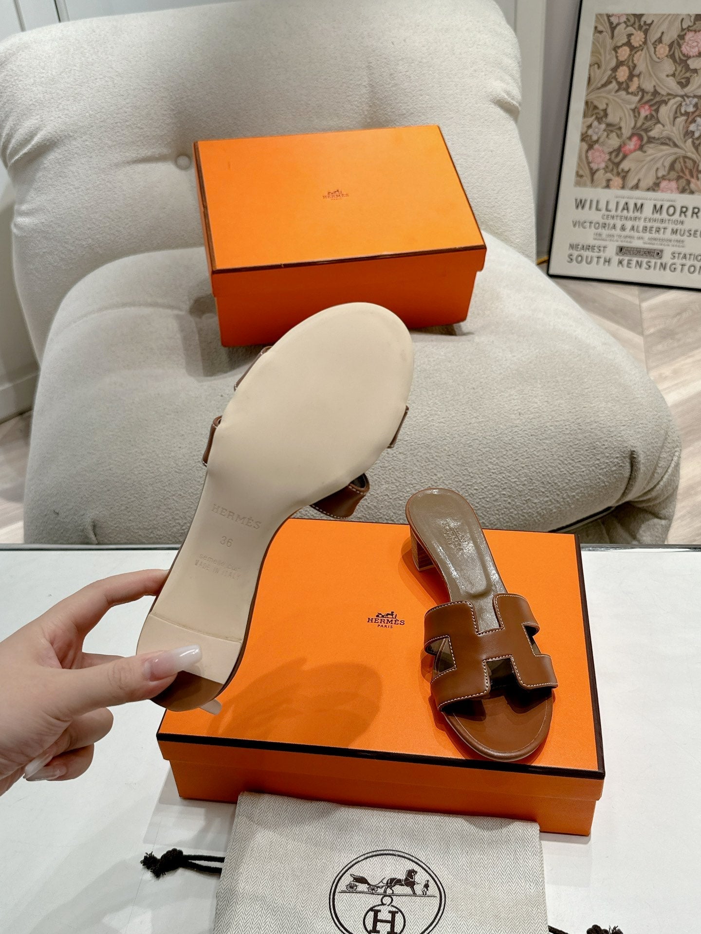 0ASIS SANDAL SEPIA CALFSKIN CLASSIC - 35