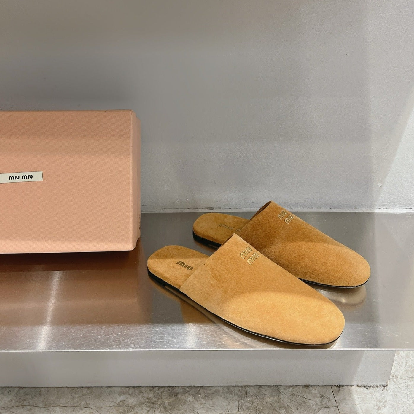 Mules Slippers Copper Color Lambskin - 35