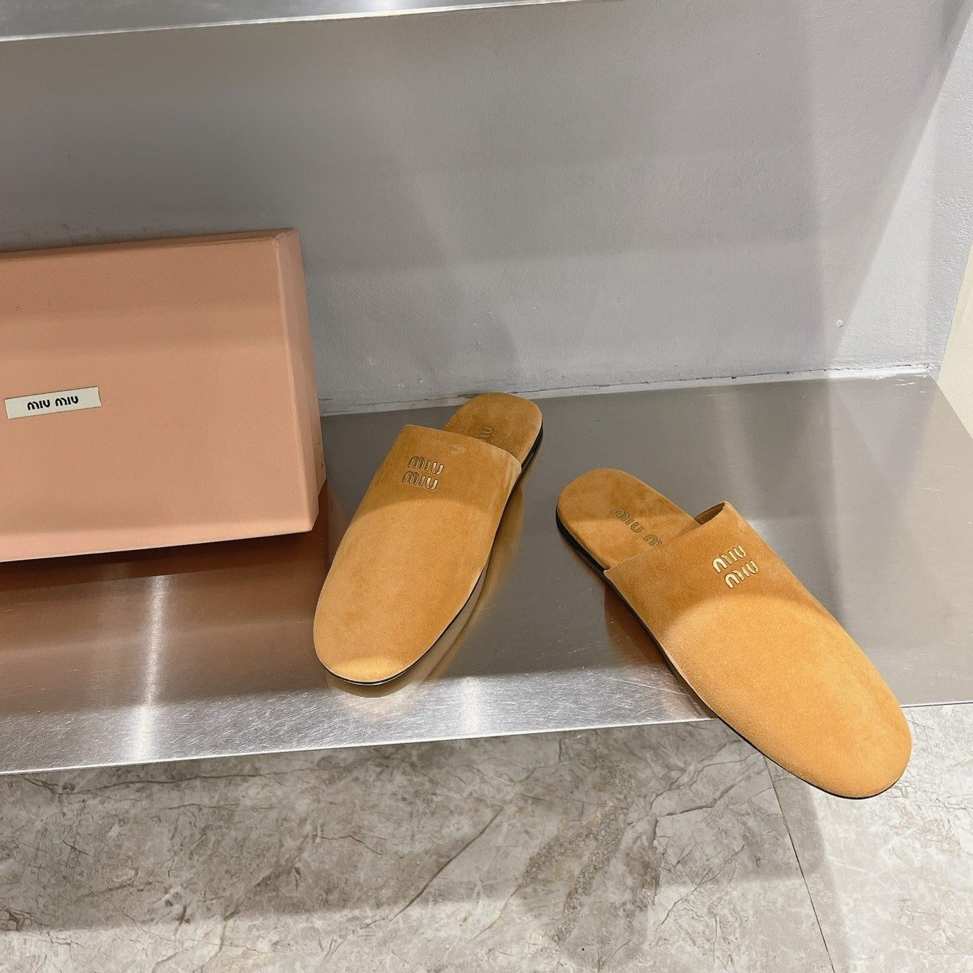 Mules Slippers Copper Color Lambskin - 35