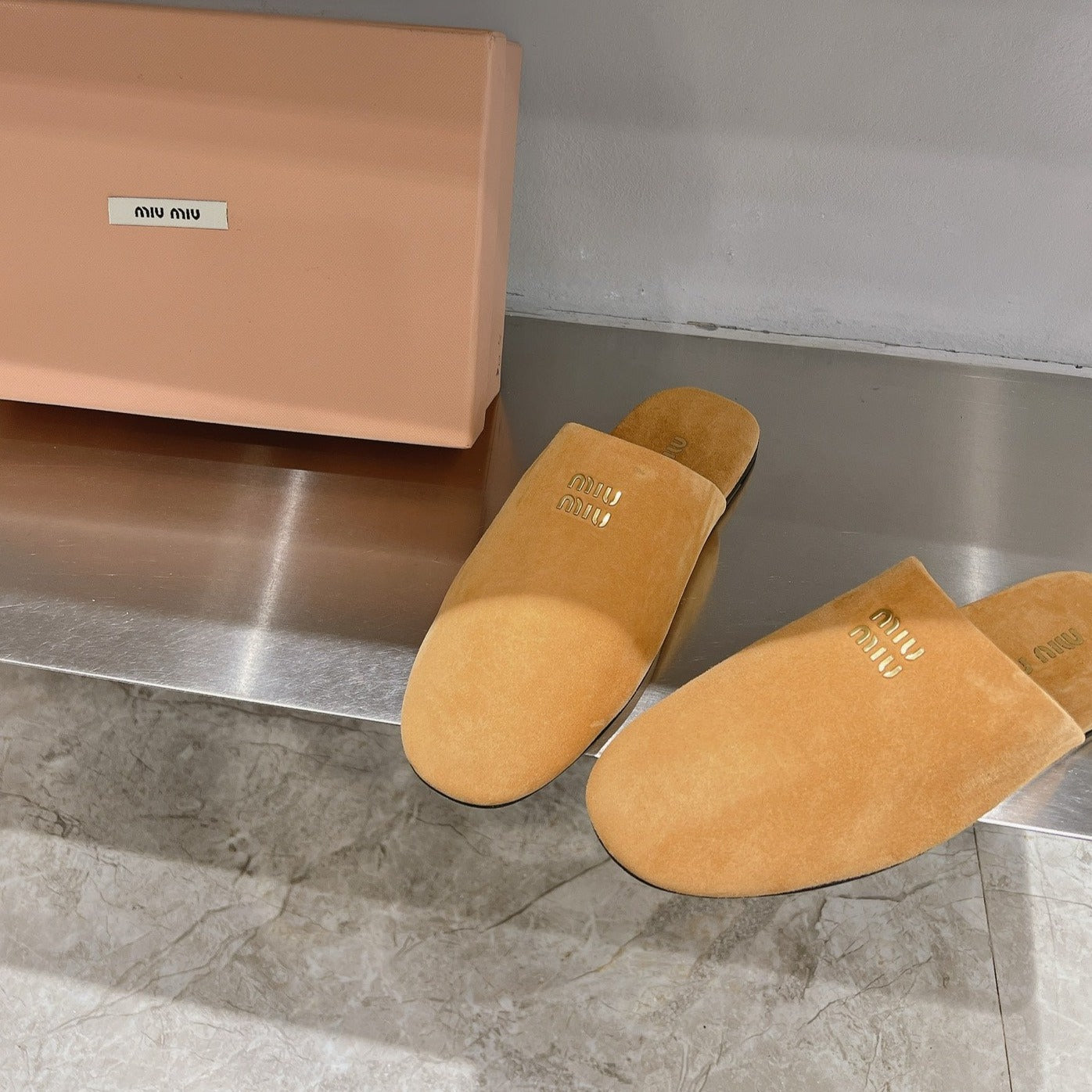 Mules Slippers Copper Color Lambskin - 35