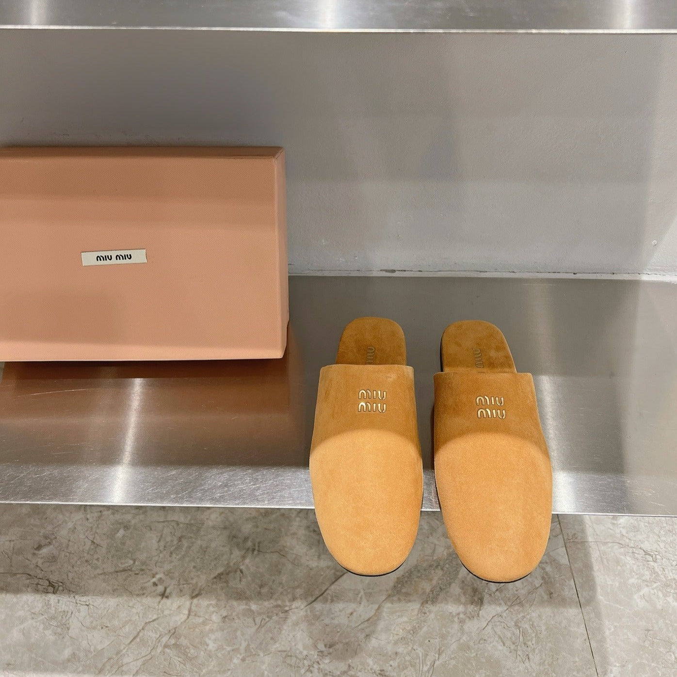Mules Slippers Copper Color Lambskin - 35