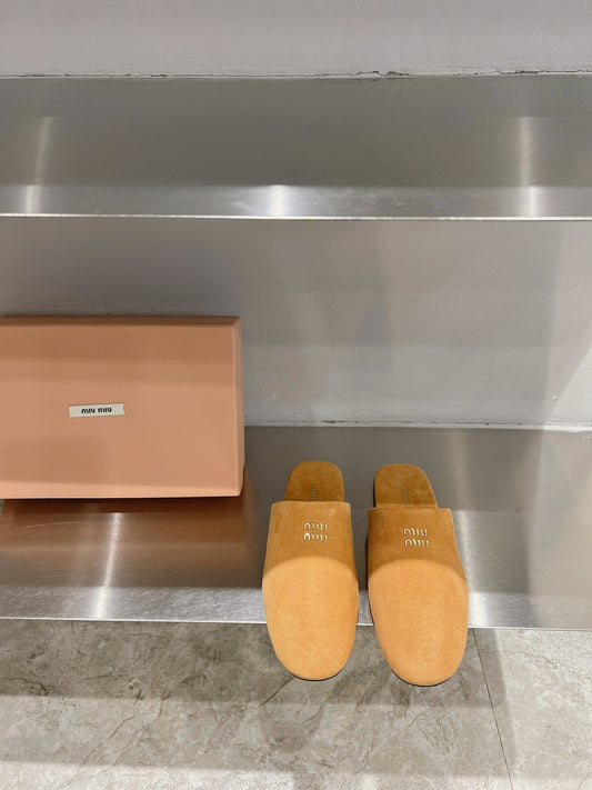 Mules Slippers Copper Color Lambskin - 35