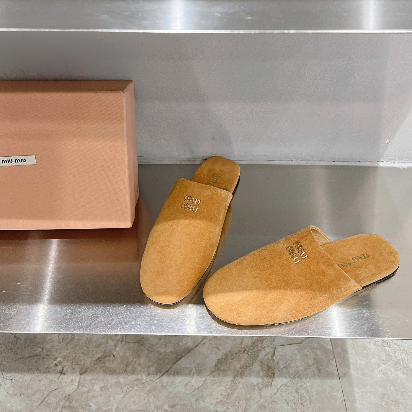 Mules Slippers Copper Color Lambskin - 35