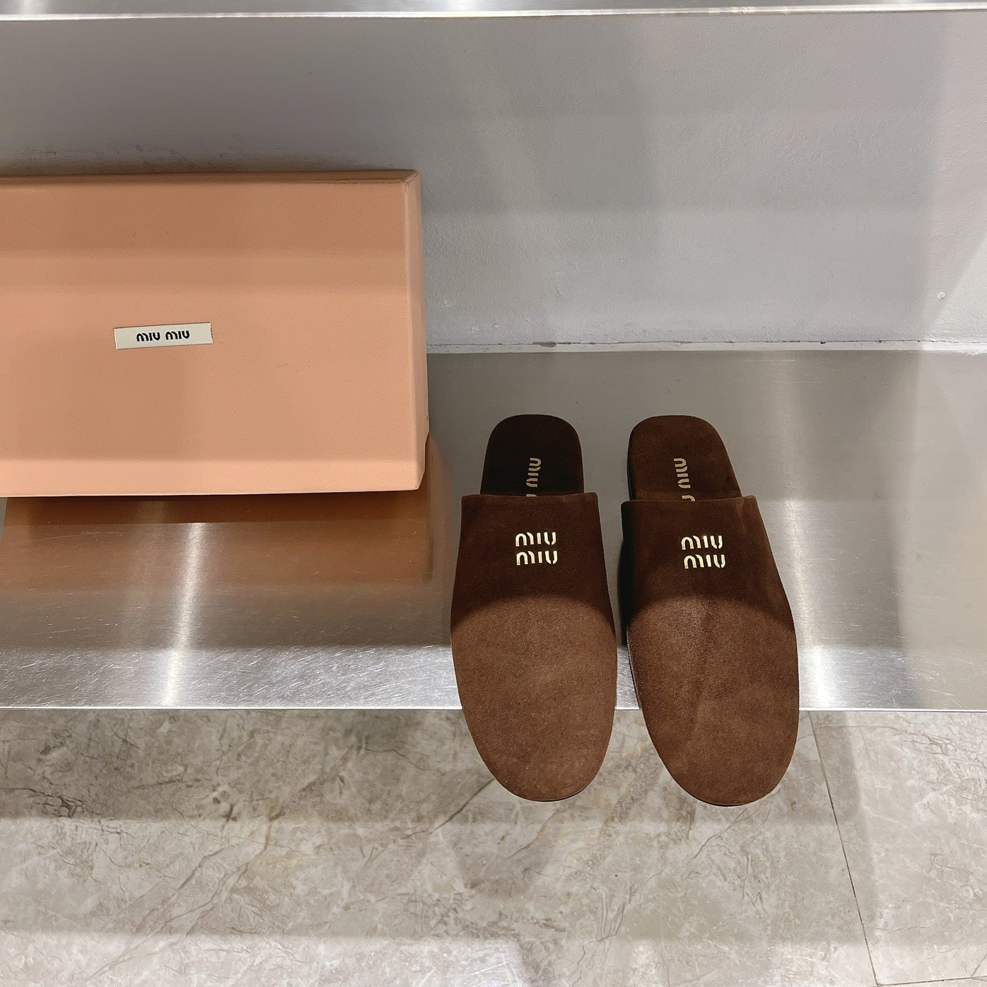 Mules Slippers Pecan Color Lambskin - 35