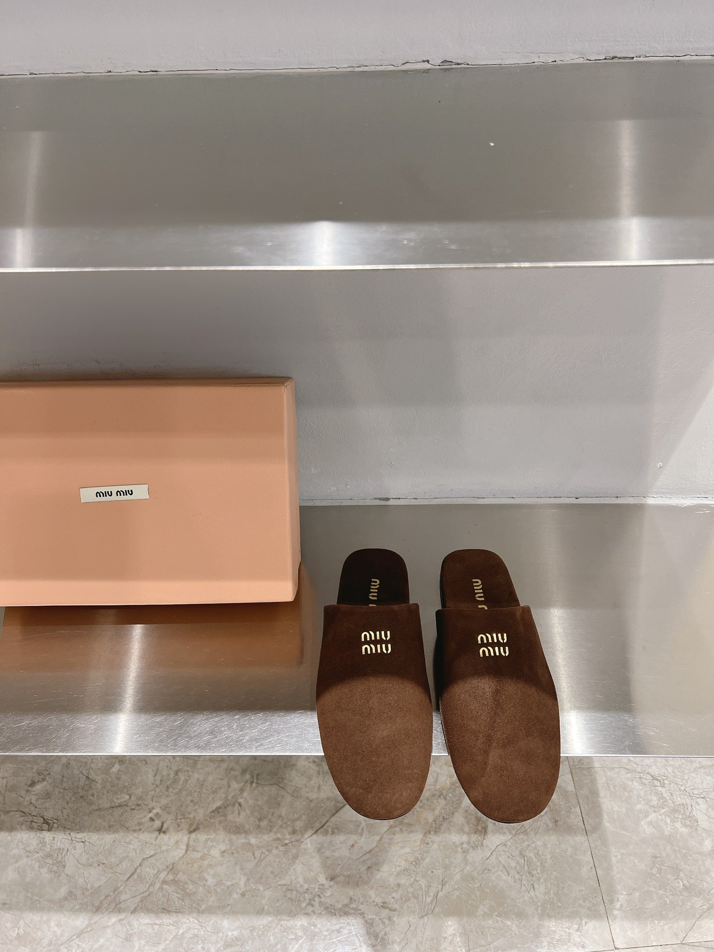 Mules Slippers Pecan Color Lambskin - 35