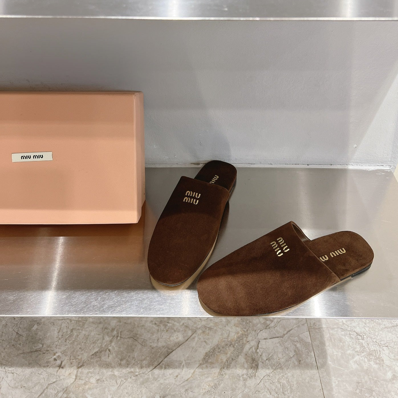 Mules Slippers Pecan Color Lambskin - 35
