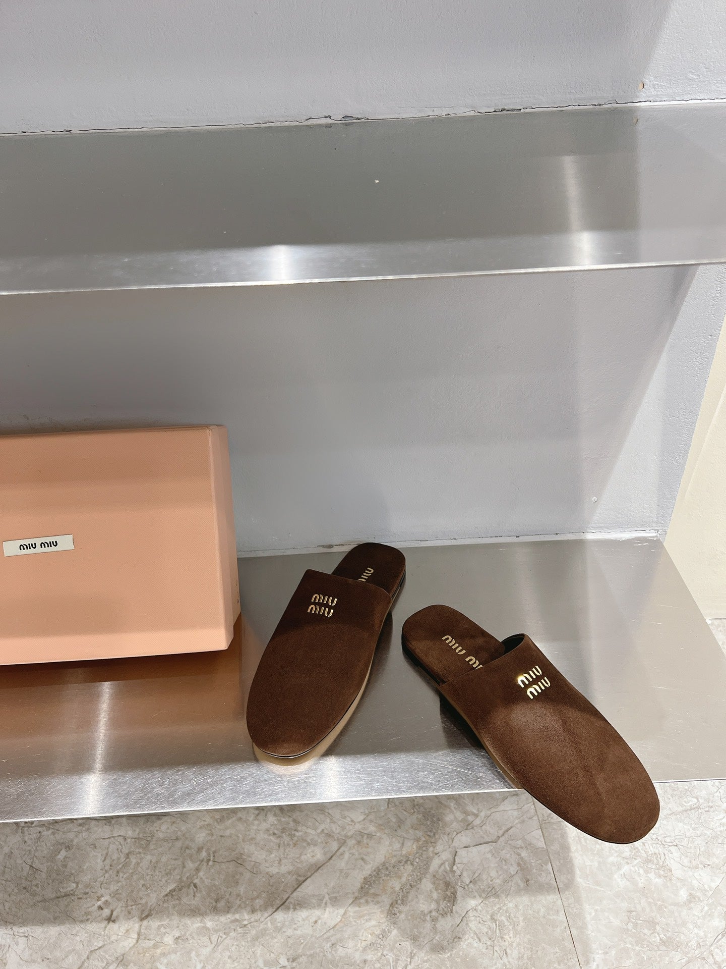 Mules Slippers Pecan Color Lambskin - 35