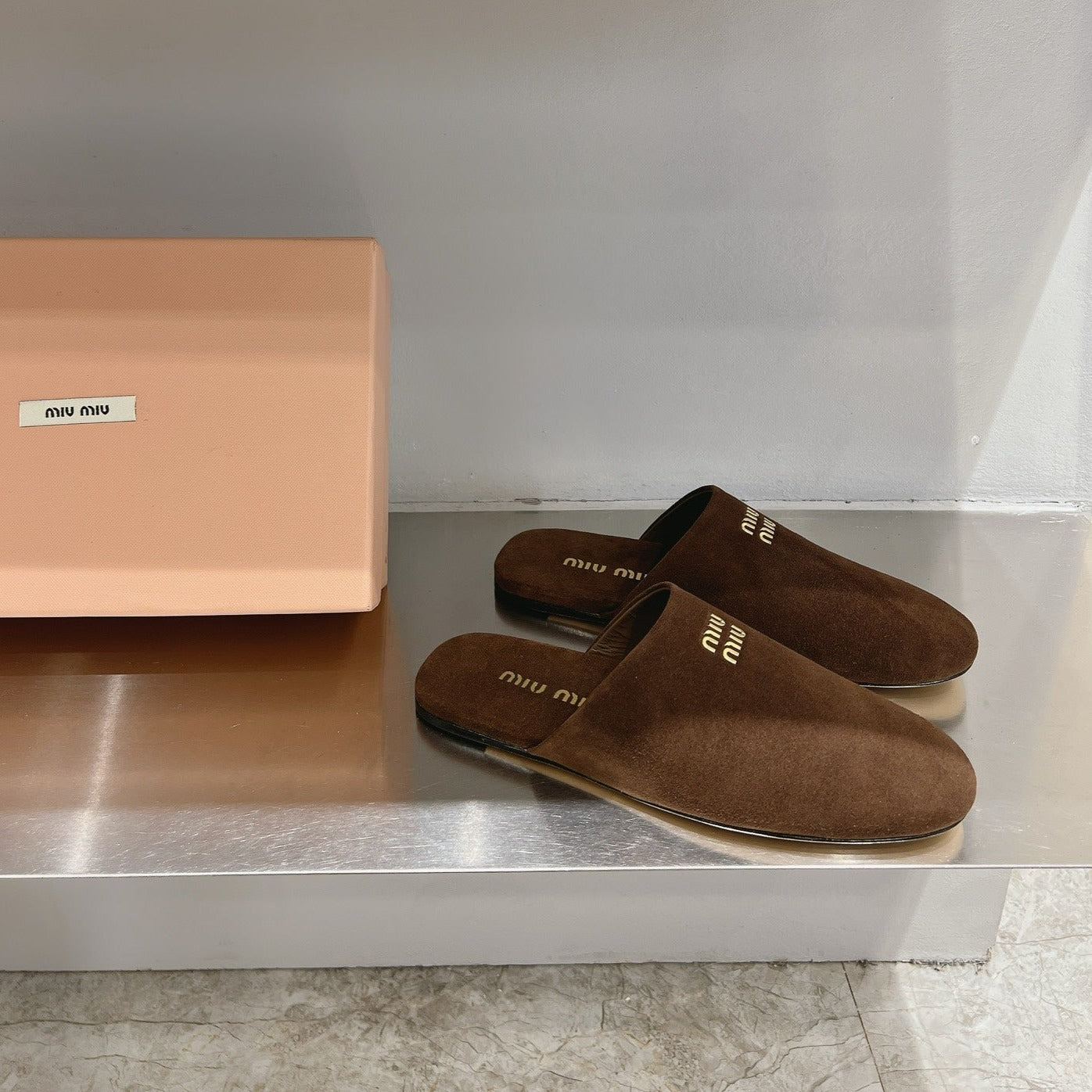 Mules Slippers Pecan Color Lambskin - 35