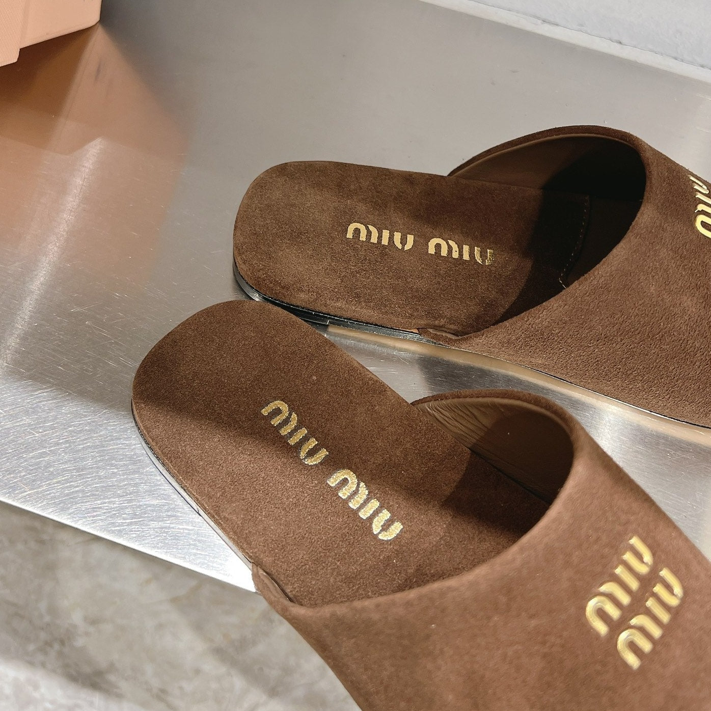 Mules Slippers Pecan Color Lambskin - 35