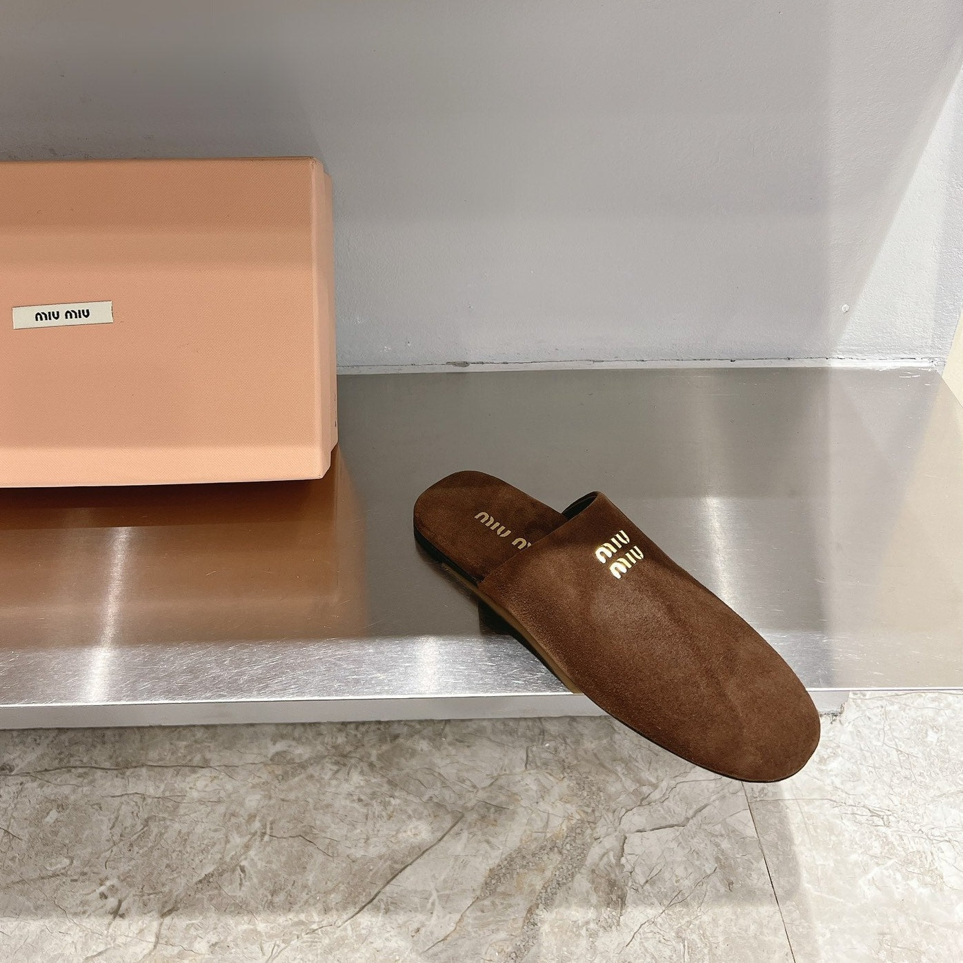 Mules Slippers Pecan Color Lambskin - 35