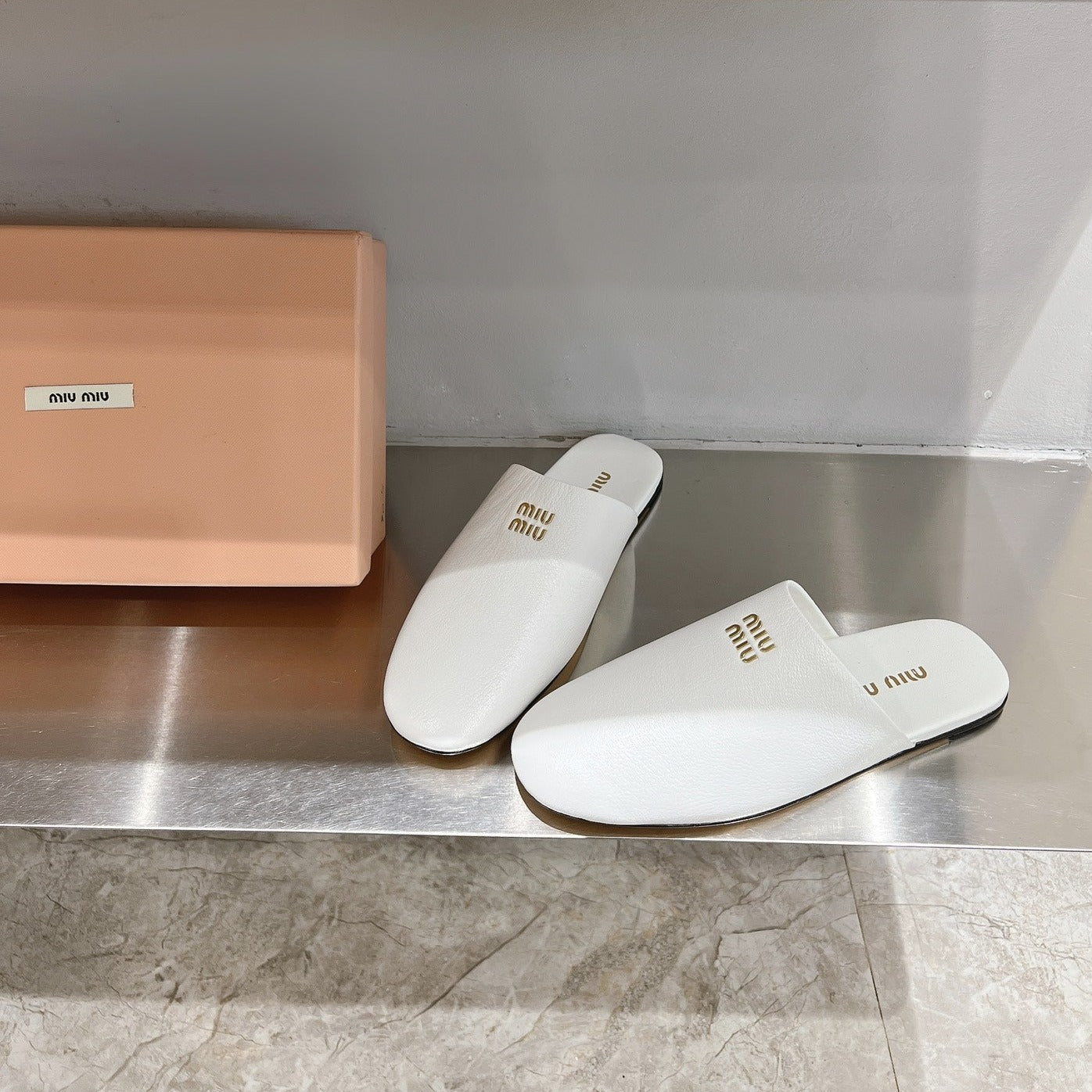 Mules Slippers White Lambskin - 35