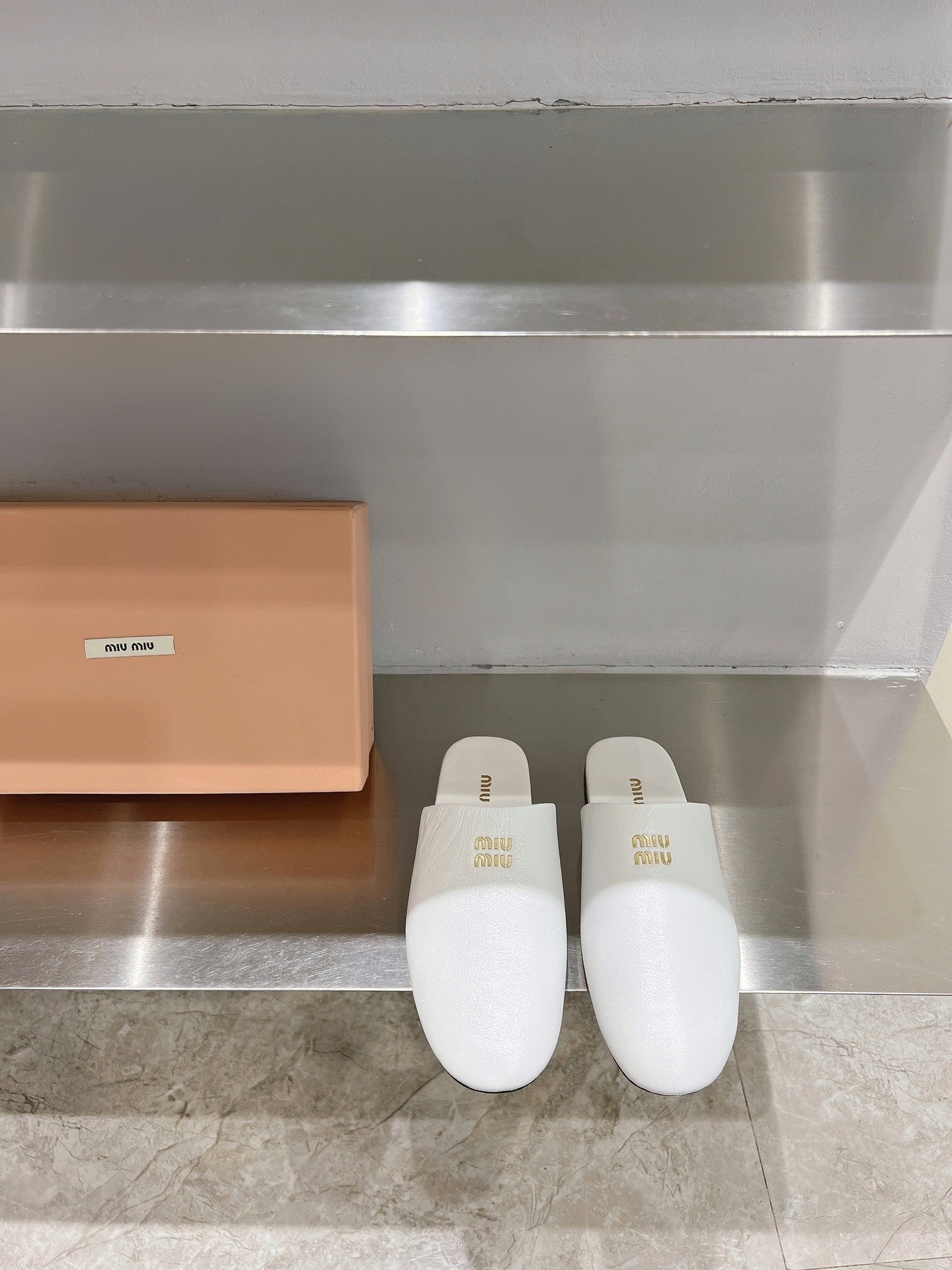 Mules Slippers White Lambskin - 35