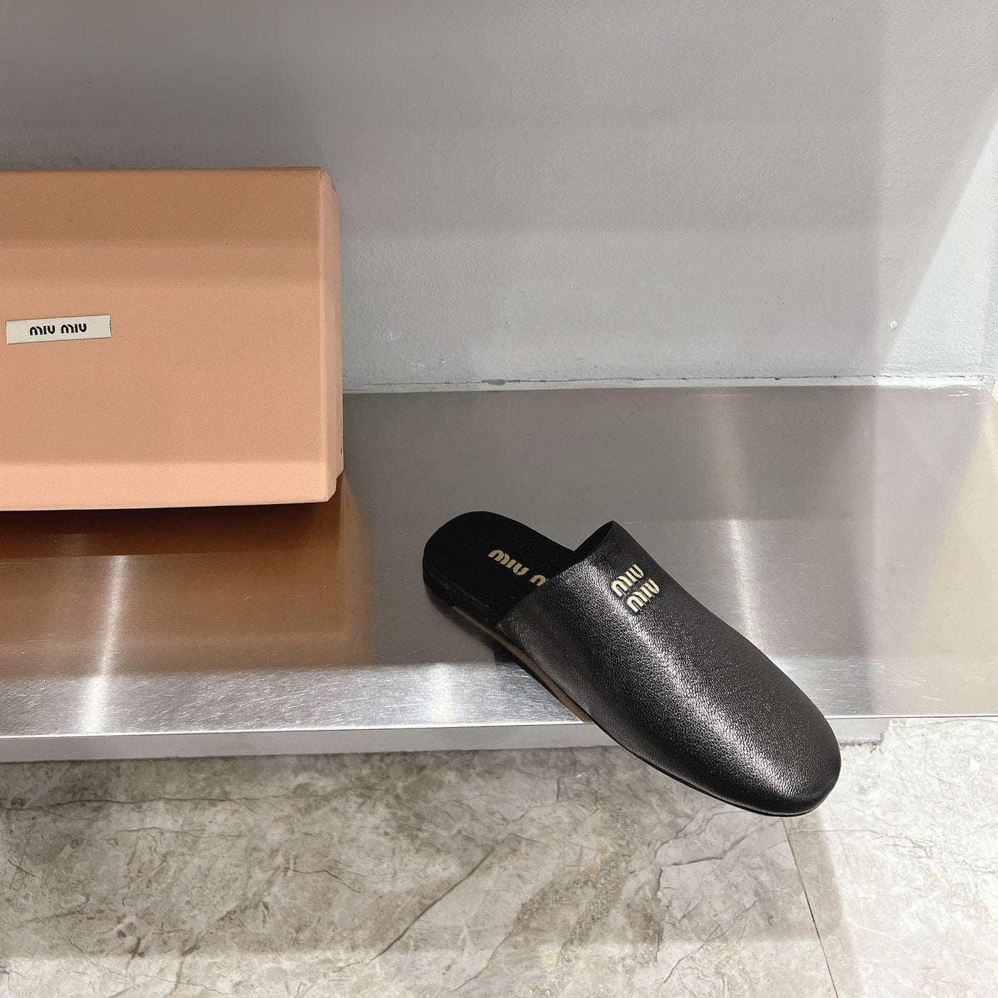 Mules Slippers Black Lambskin - 35