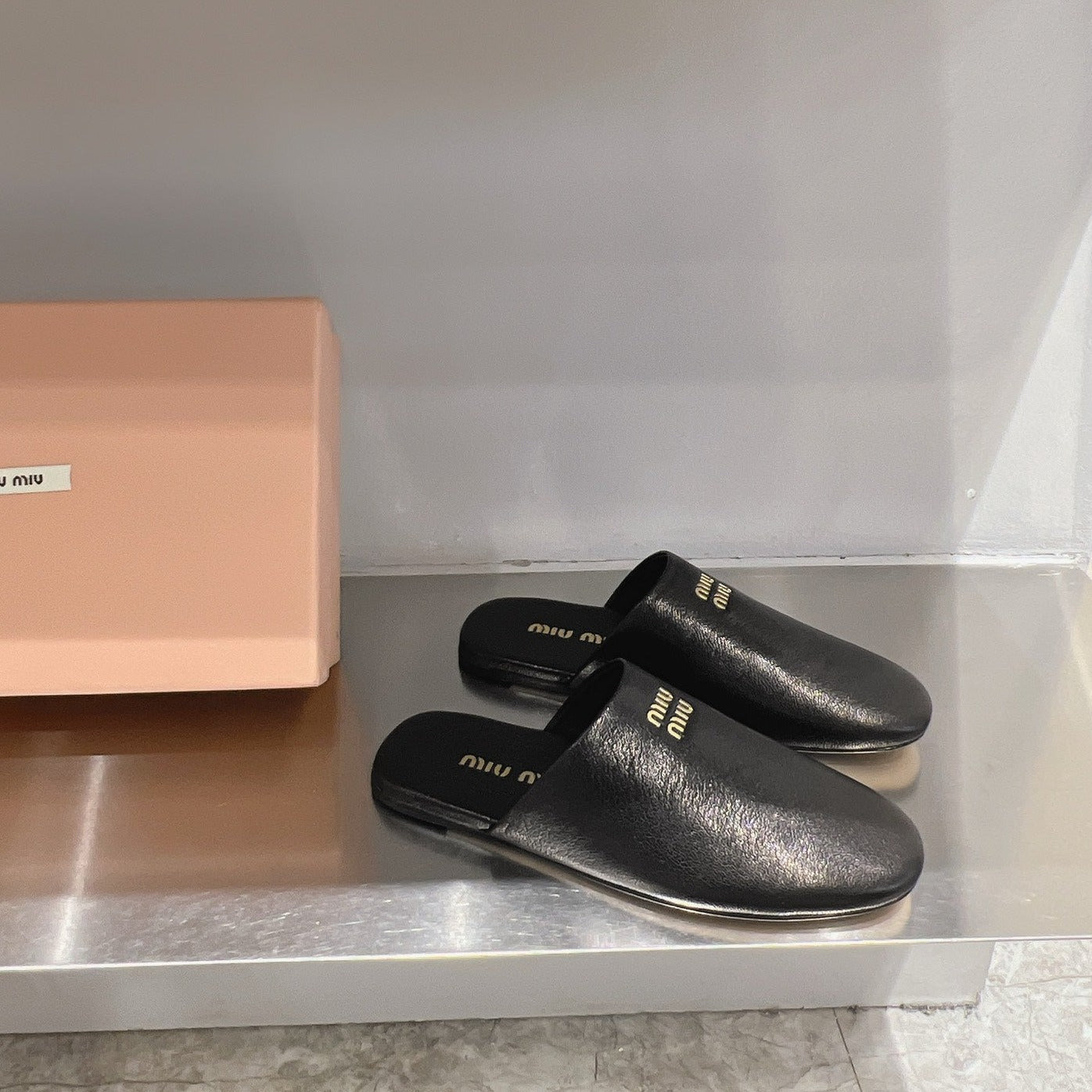 Mules Slippers Black Lambskin - 35