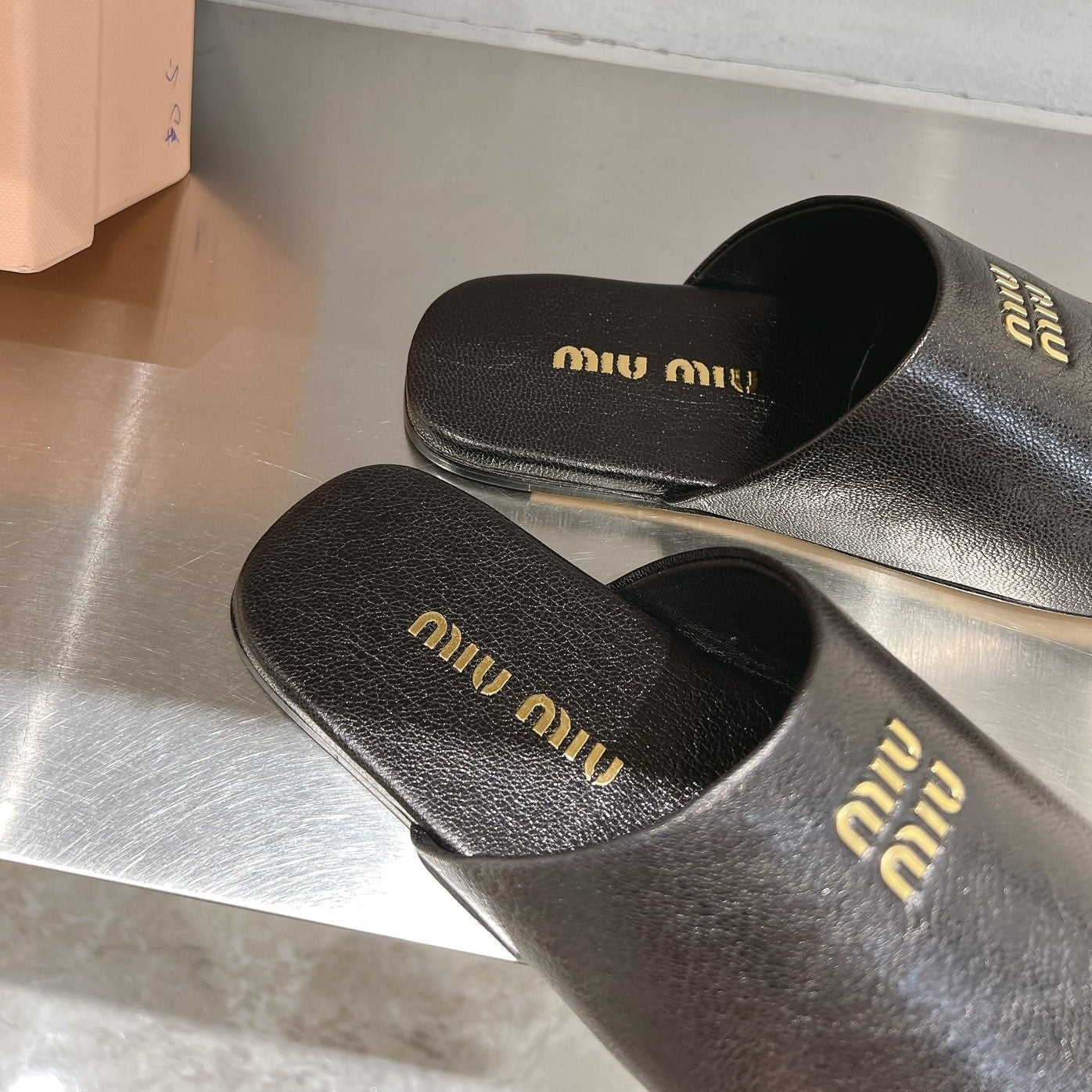 Mules Slippers Black Lambskin - 35