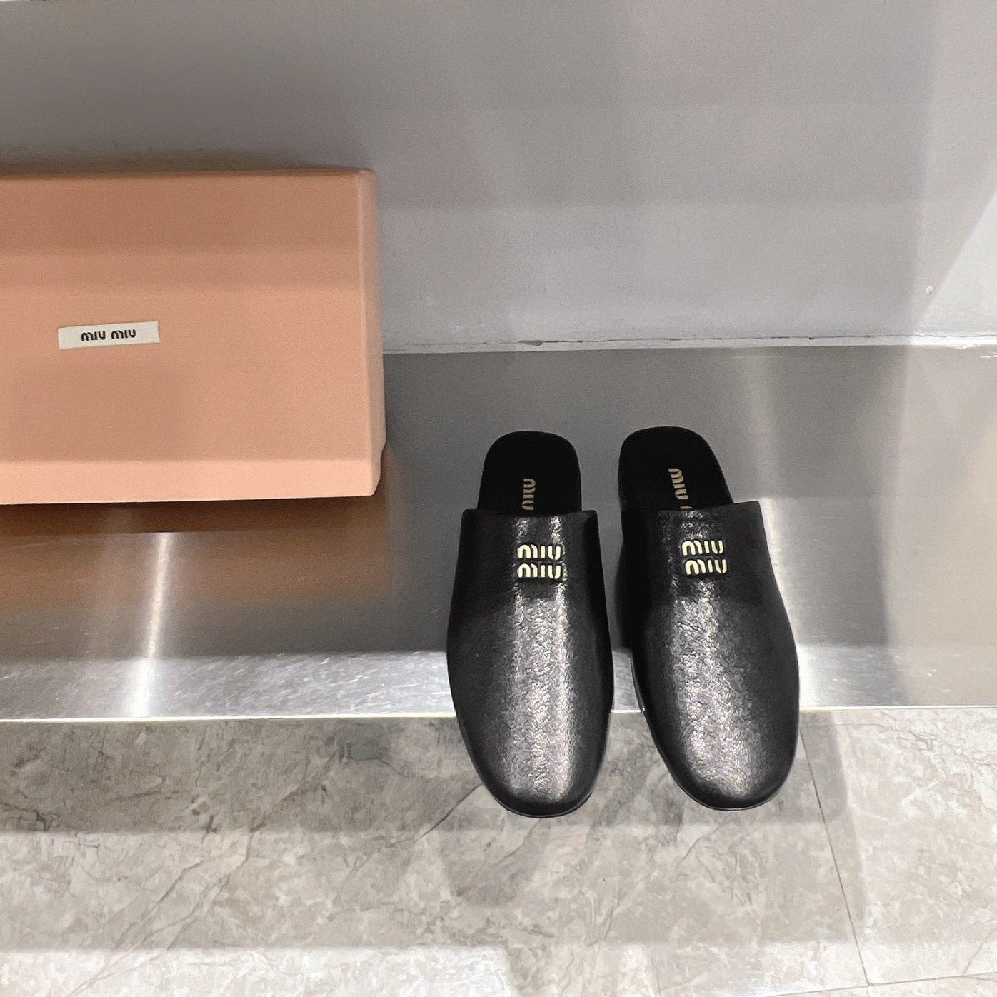 Mules Slippers Black Lambskin - 35