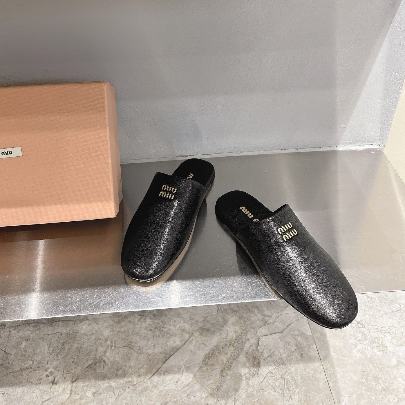 Mules Slippers Black Lambskin - 35