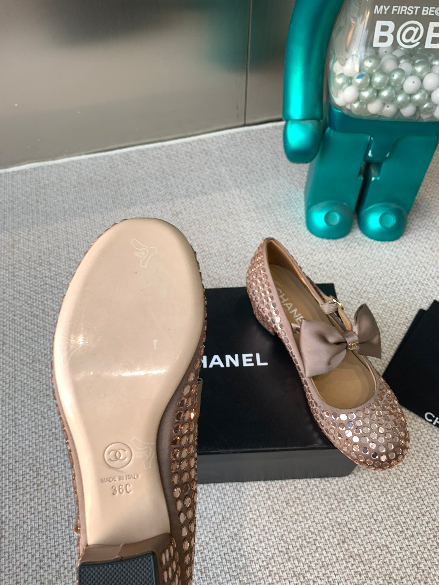 CC MARY JANES SHOES IN COPPER SATIN WITH RHINESTONES - 35