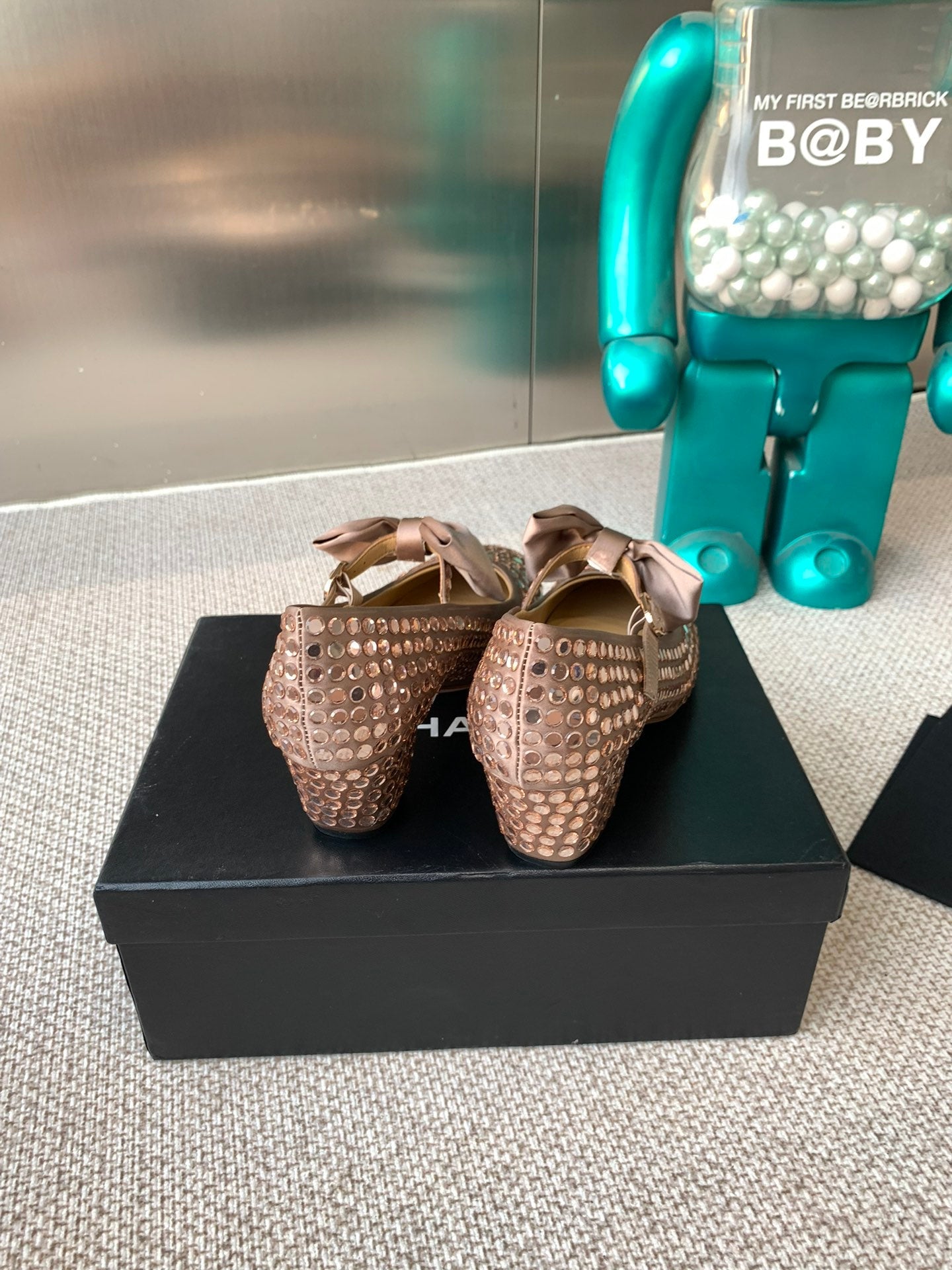 CC MARY JANES SHOES IN COPPER SATIN WITH RHINESTONES - 35