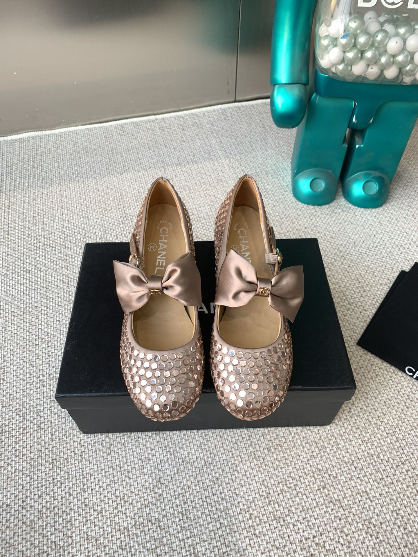 CC MARY JANES SHOES IN COPPER SATIN WITH RHINESTONES - 35