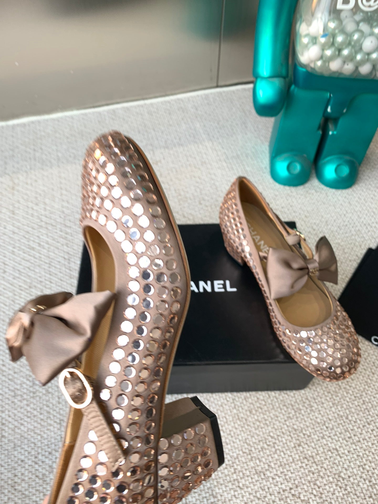 CC MARY JANES SHOES IN COPPER SATIN WITH RHINESTONES - 35
