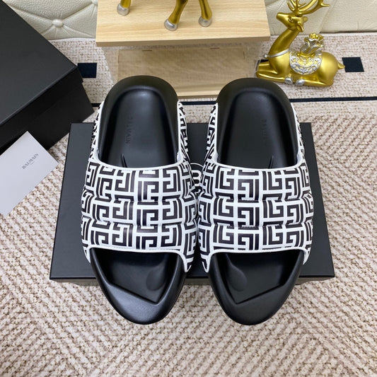 BALMAIN 25S BALMAIN MULES IN BLACK AND WHITE CALFSKIN - 38