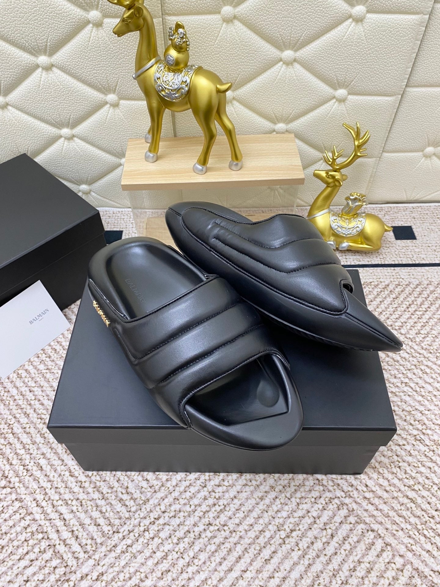 BALMAIN 25S BALMAIN MULES IN BLACK FULL CALFSKIN - 38