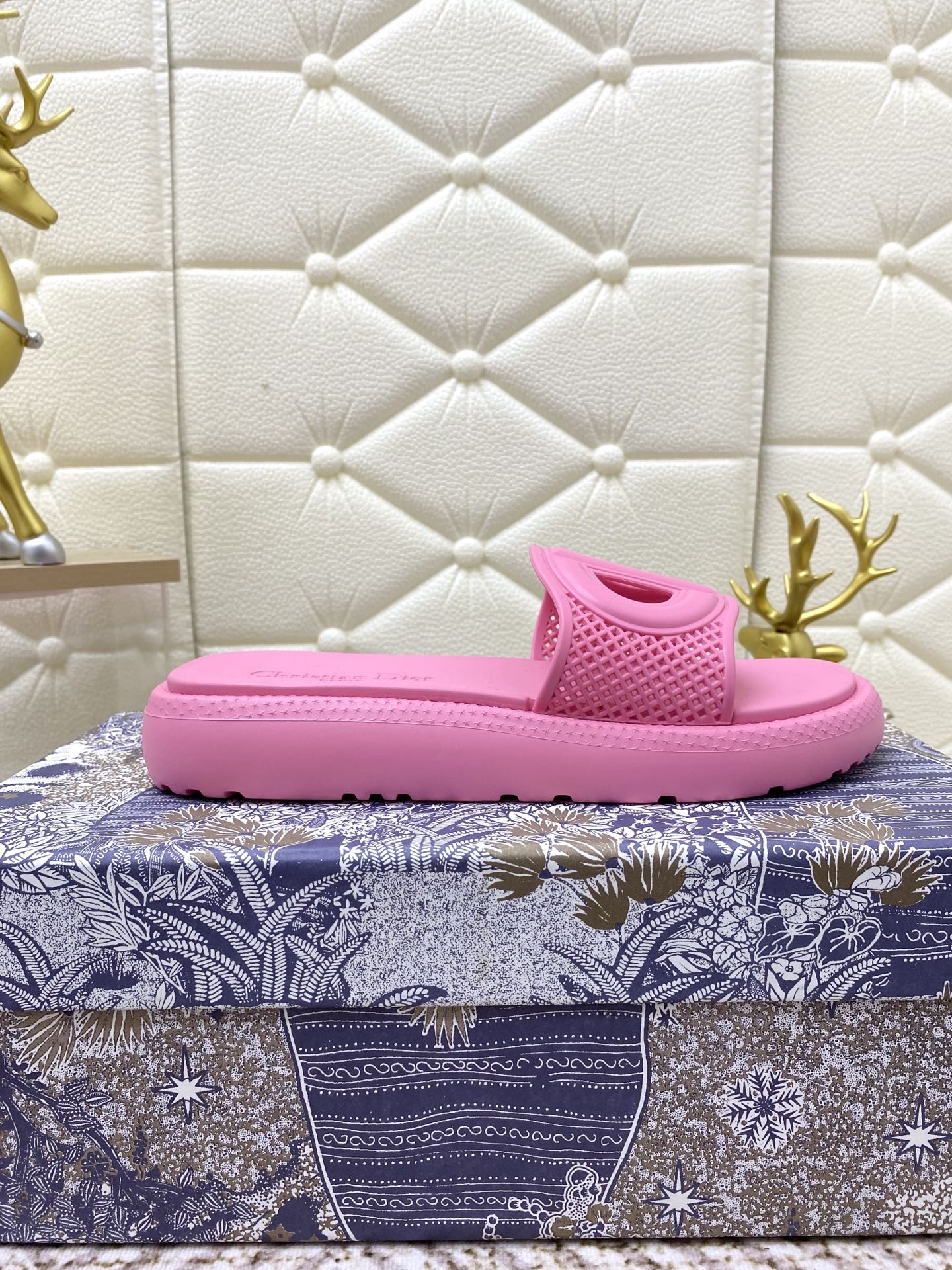 DIOR FLAT SLIDES 25S IN PINK TPU - 36