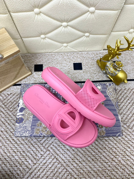 DIOR FLAT SLIDES 25S IN PINK TPU - 36