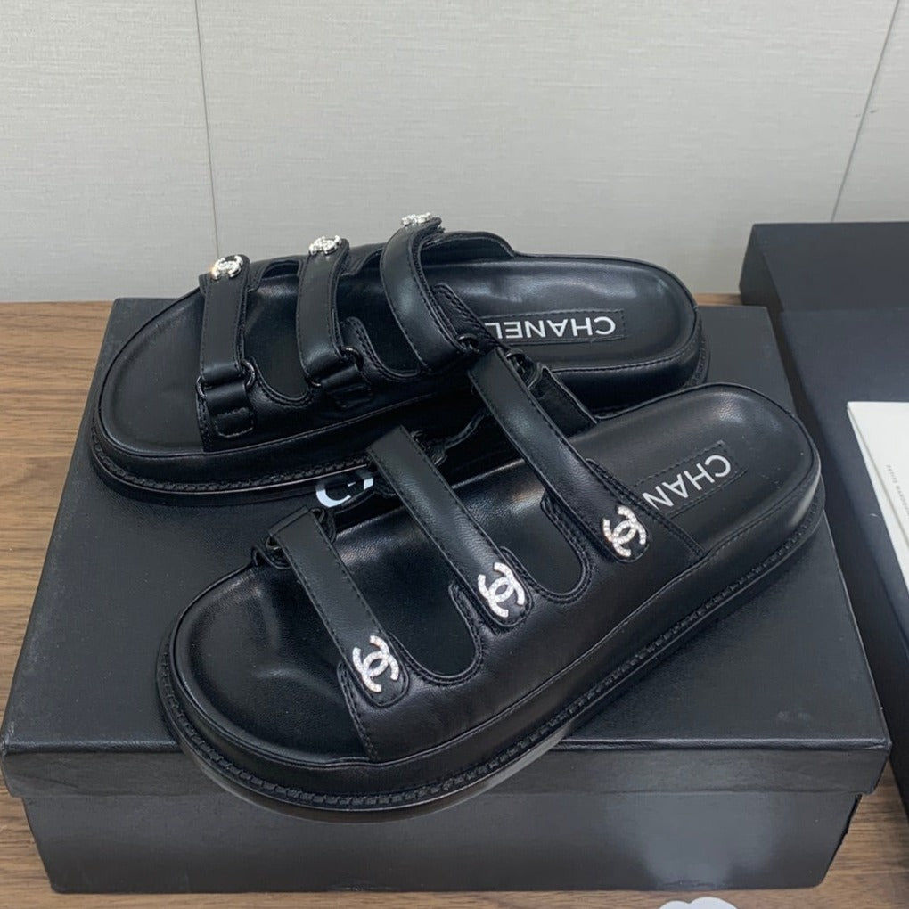 DAD SANDAL IN BLACK LAMBSKIN MULE - 35