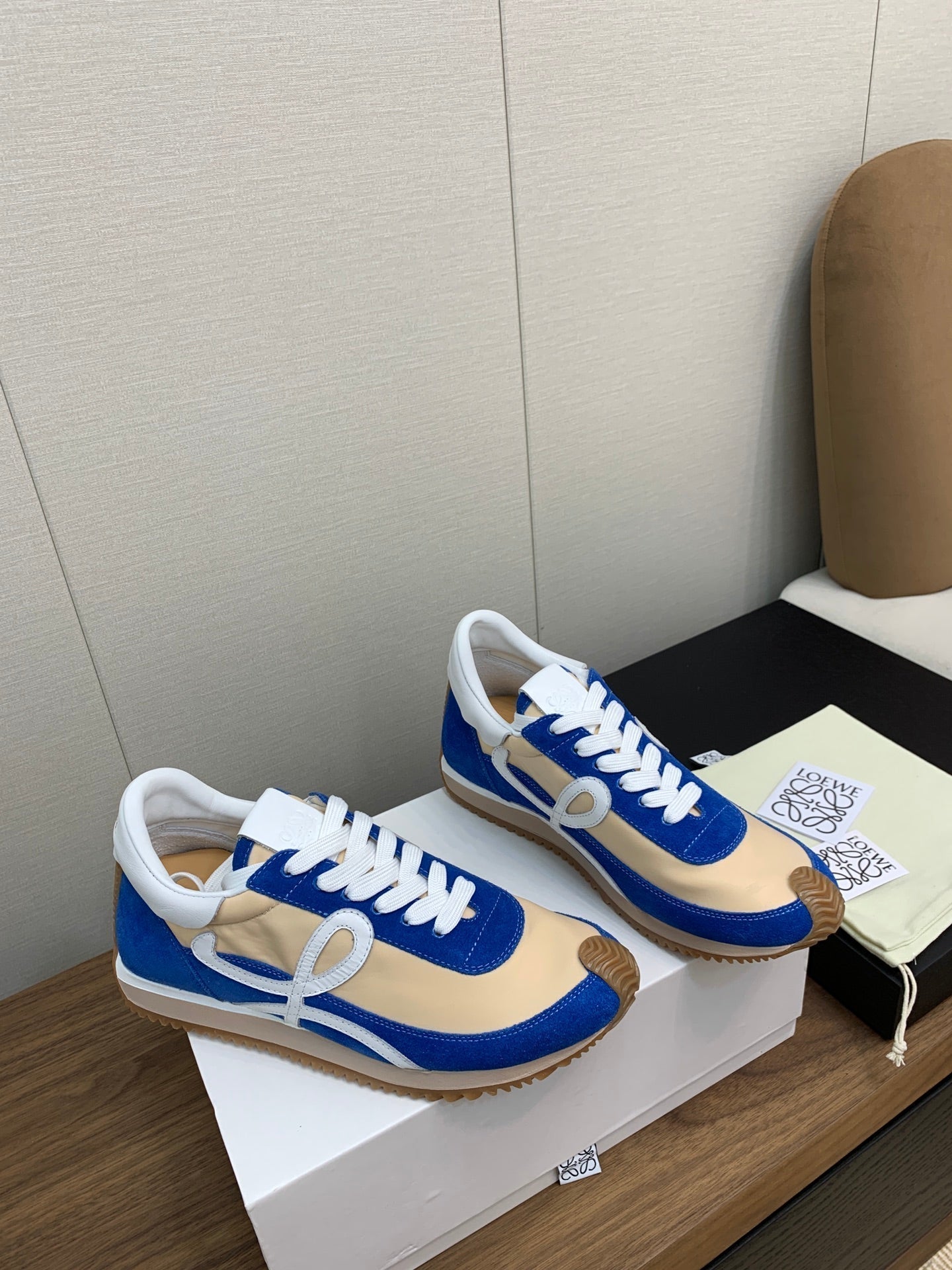 LW FLOW RUNNER SNEAKER COBALT-BEIGE SUEDE - 35