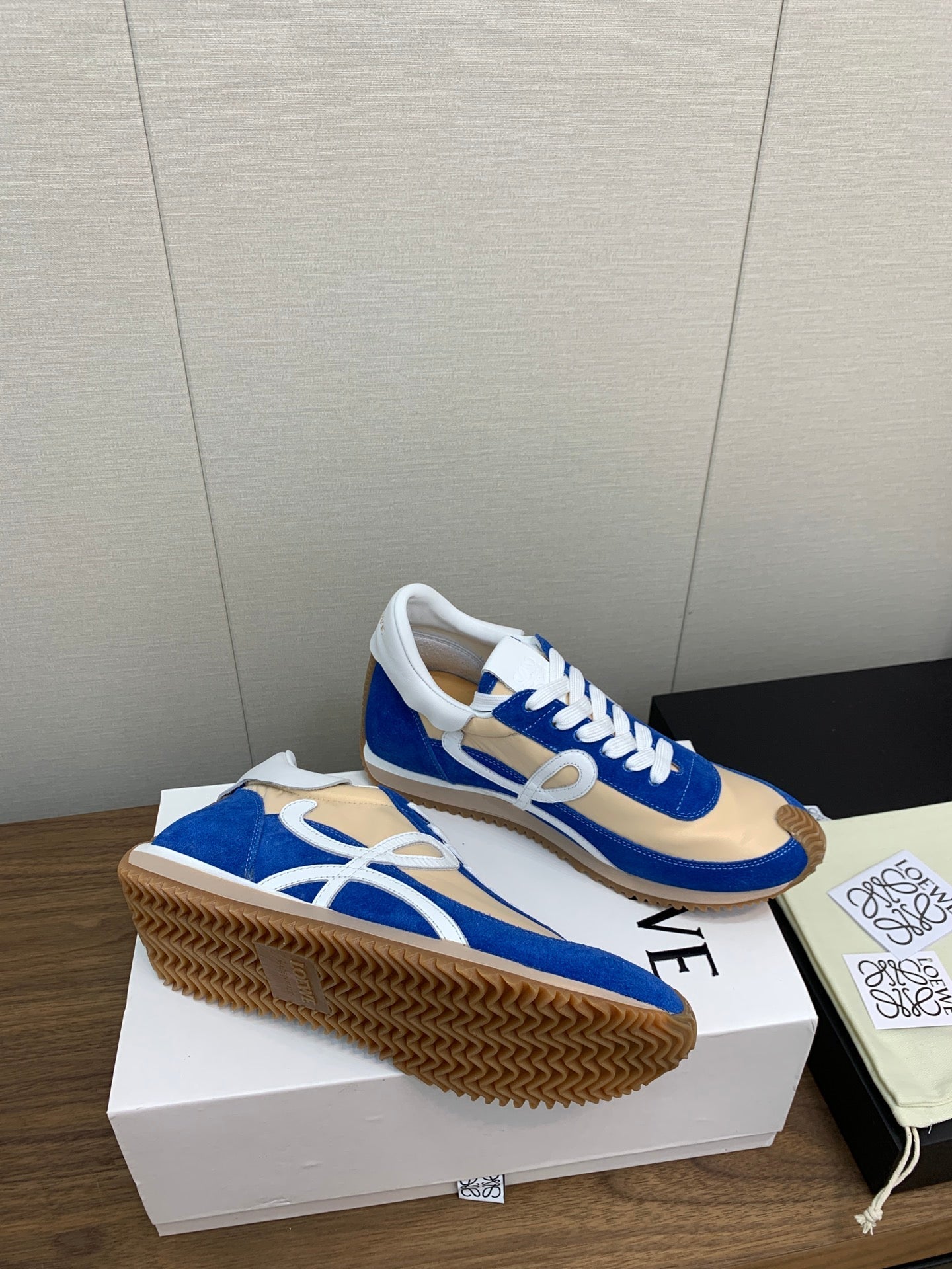 LW FLOW RUNNER SNEAKER COBALT-BEIGE SUEDE - 35