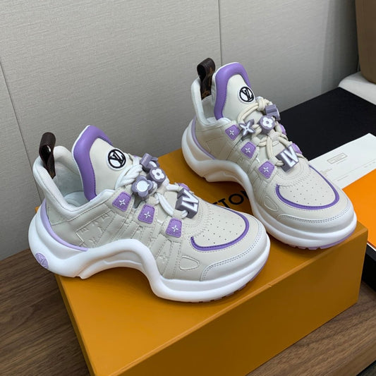 LV ARCHLIGHT SNEAKER BEIGE MIX VIOLET CALFSKIN - 35