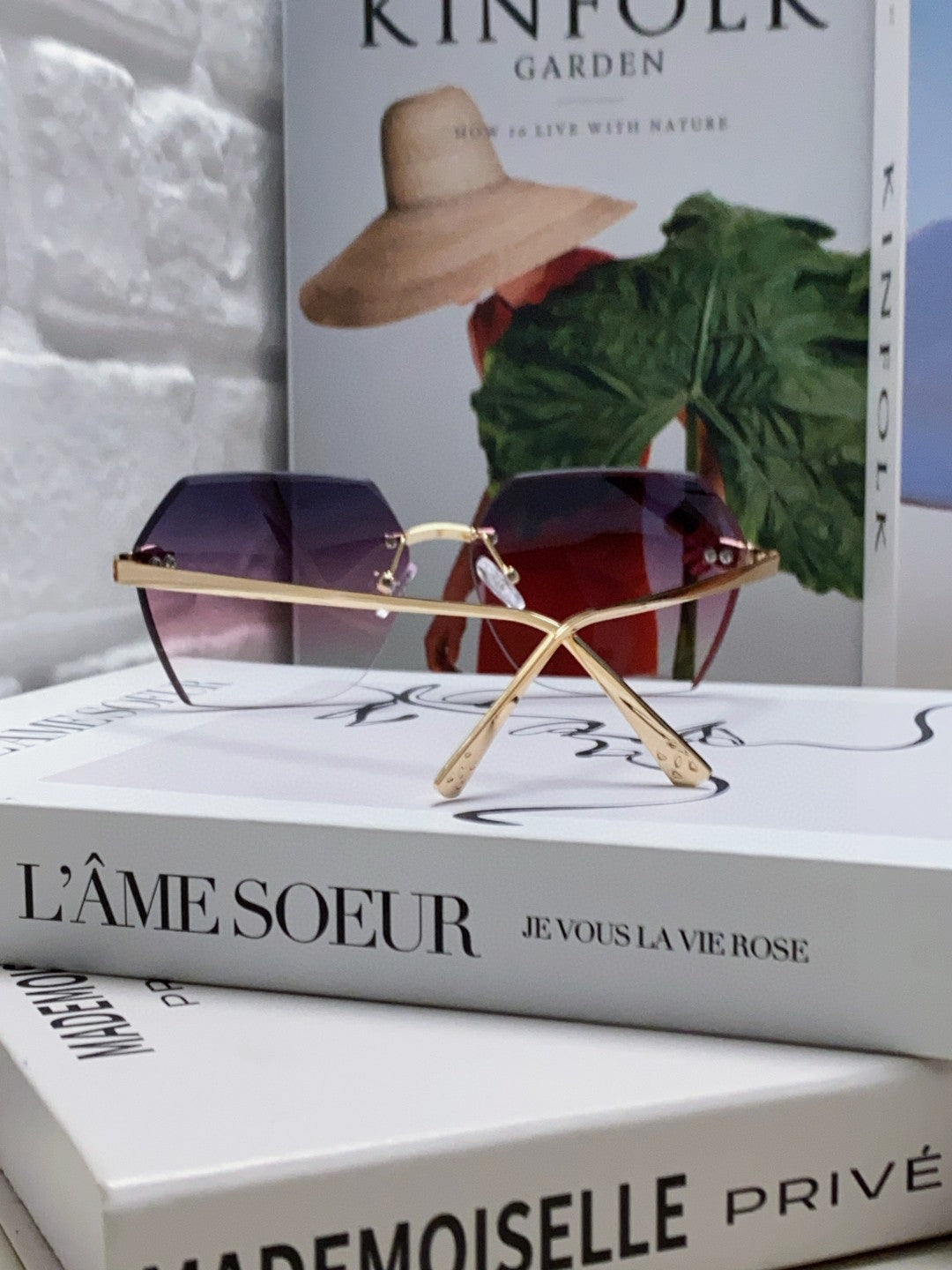 PANTHÈRE RIMLESS GEOMETRIC FRAME SUNGLASSES 562061 IN METAL - Black