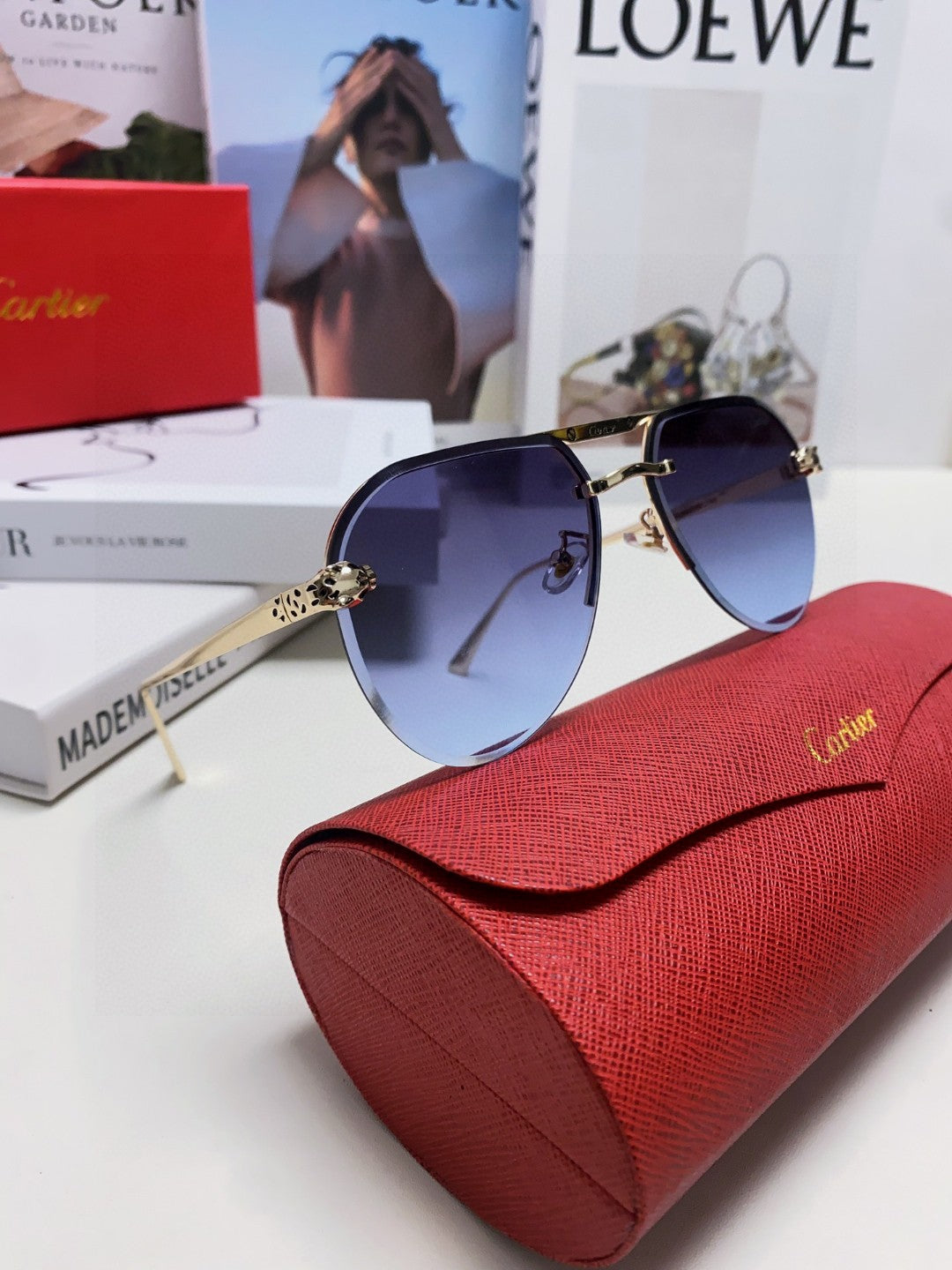 PANTHÈRE AVIATOR FRAME SUNGLASSES 562065 IN METAL - Black