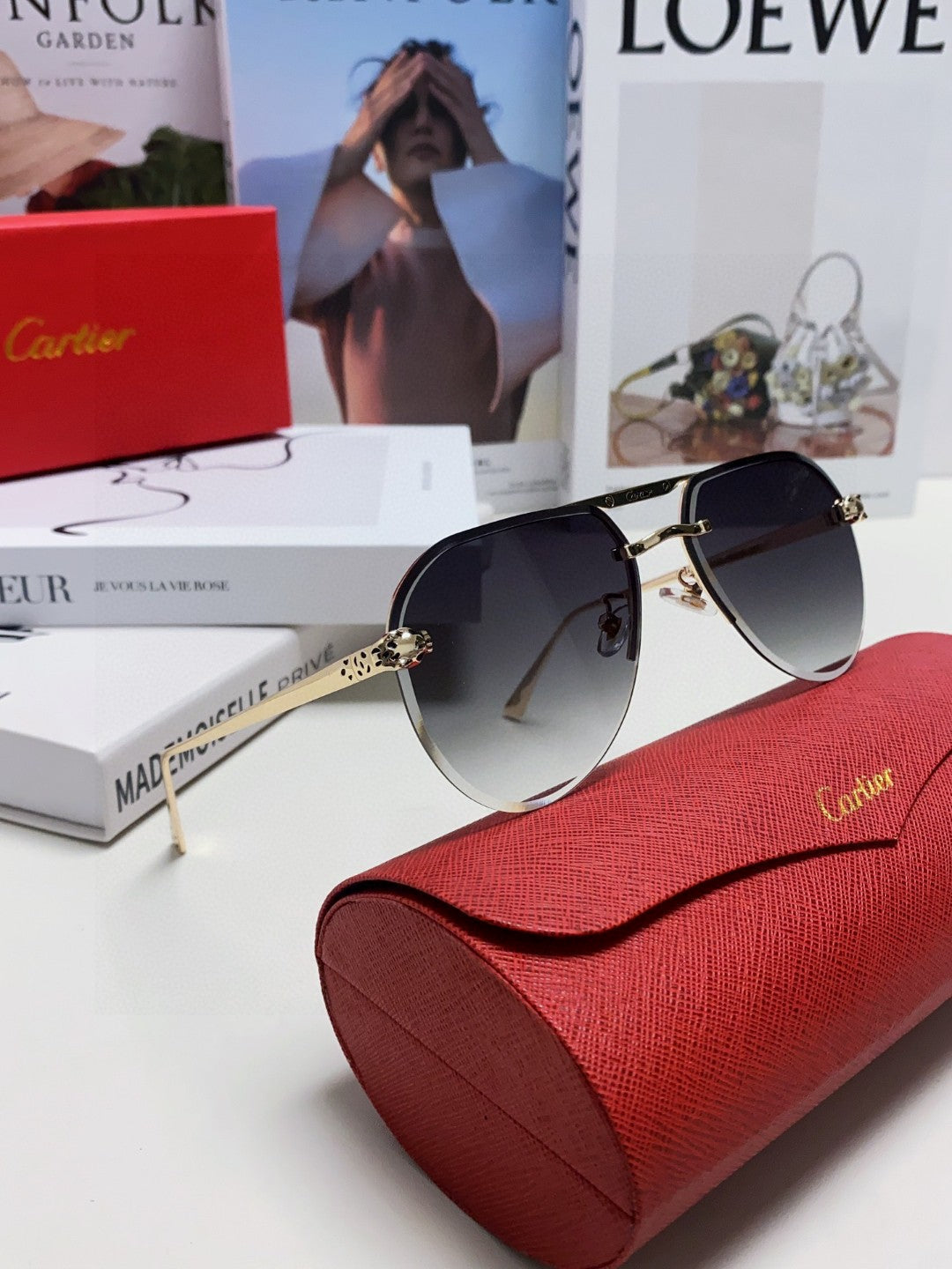 PANTHÈRE AVIATOR FRAME SUNGLASSES 562065 IN METAL - Black
