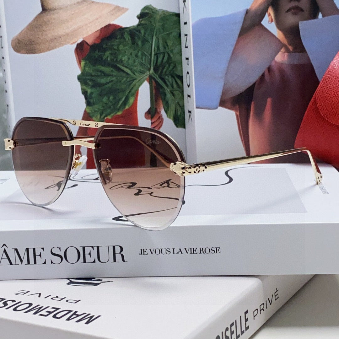 PANTHÈRE AVIATOR FRAME SUNGLASSES 562065 IN METAL - Black