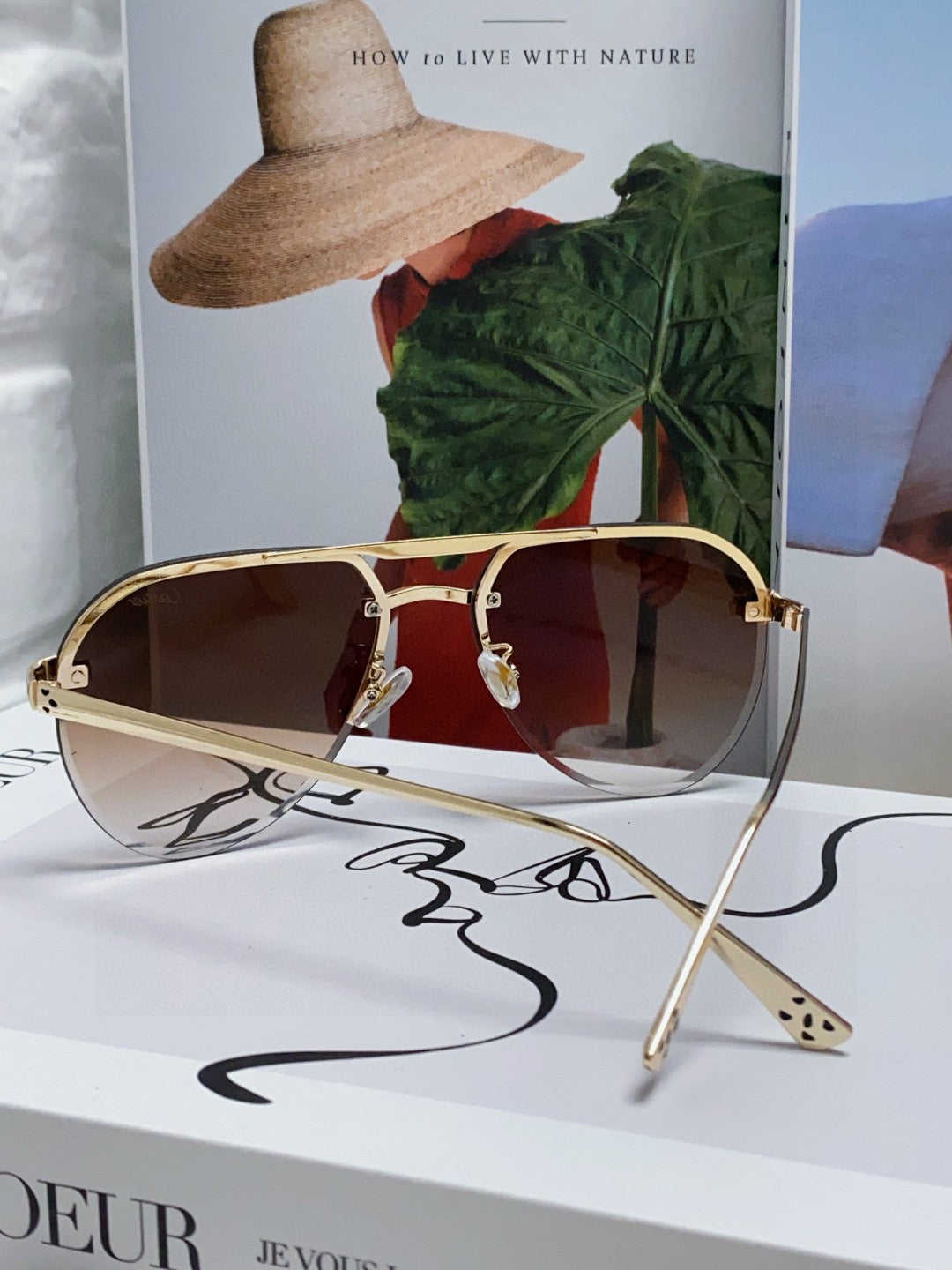 PANTHÈRE AVIATOR FRAME SUNGLASSES 562065 IN METAL - Black