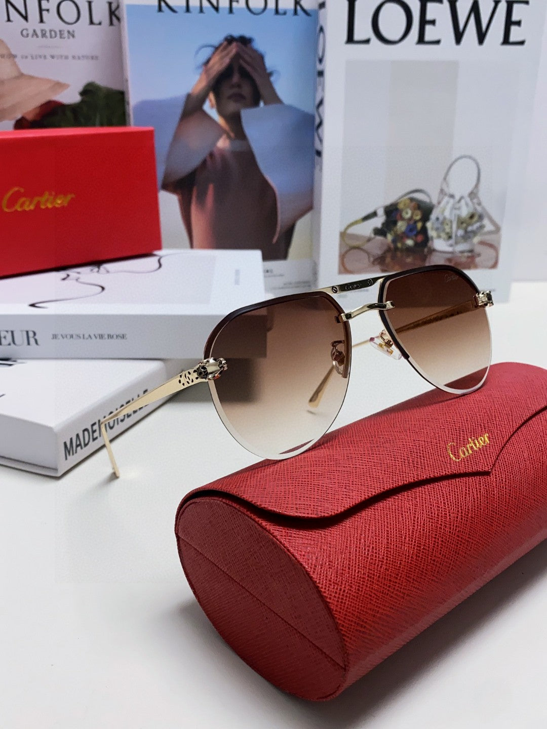 PANTHÈRE AVIATOR FRAME SUNGLASSES 562065 IN METAL - Black