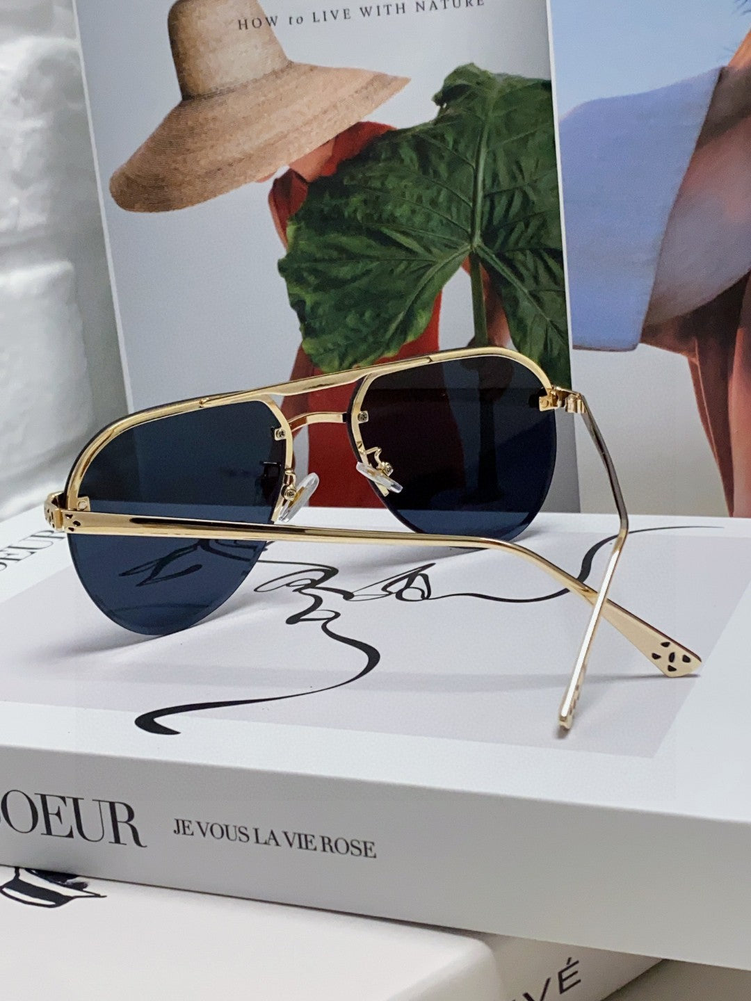 PANTHÈRE AVIATOR FRAME SUNGLASSES 562065 IN METAL - Black