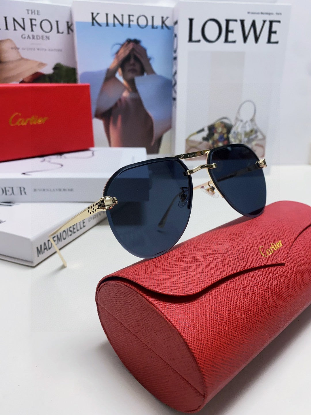 PANTHÈRE AVIATOR FRAME SUNGLASSES 562065 IN METAL - Black