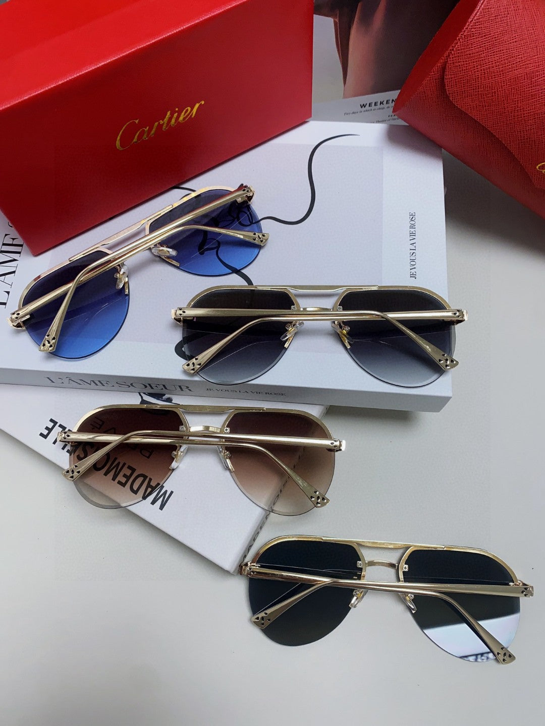 PANTHÈRE AVIATOR FRAME SUNGLASSES 562065 IN METAL - Black