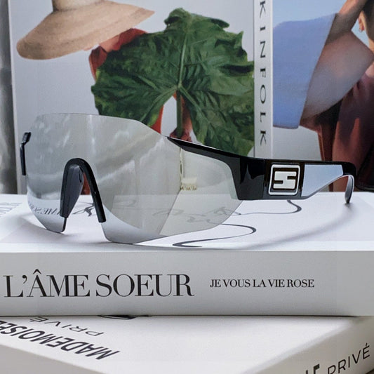 FF SQUARED VISOR FRAME SUNGLASSES 557144 IN ACETATE - Mirrored grey